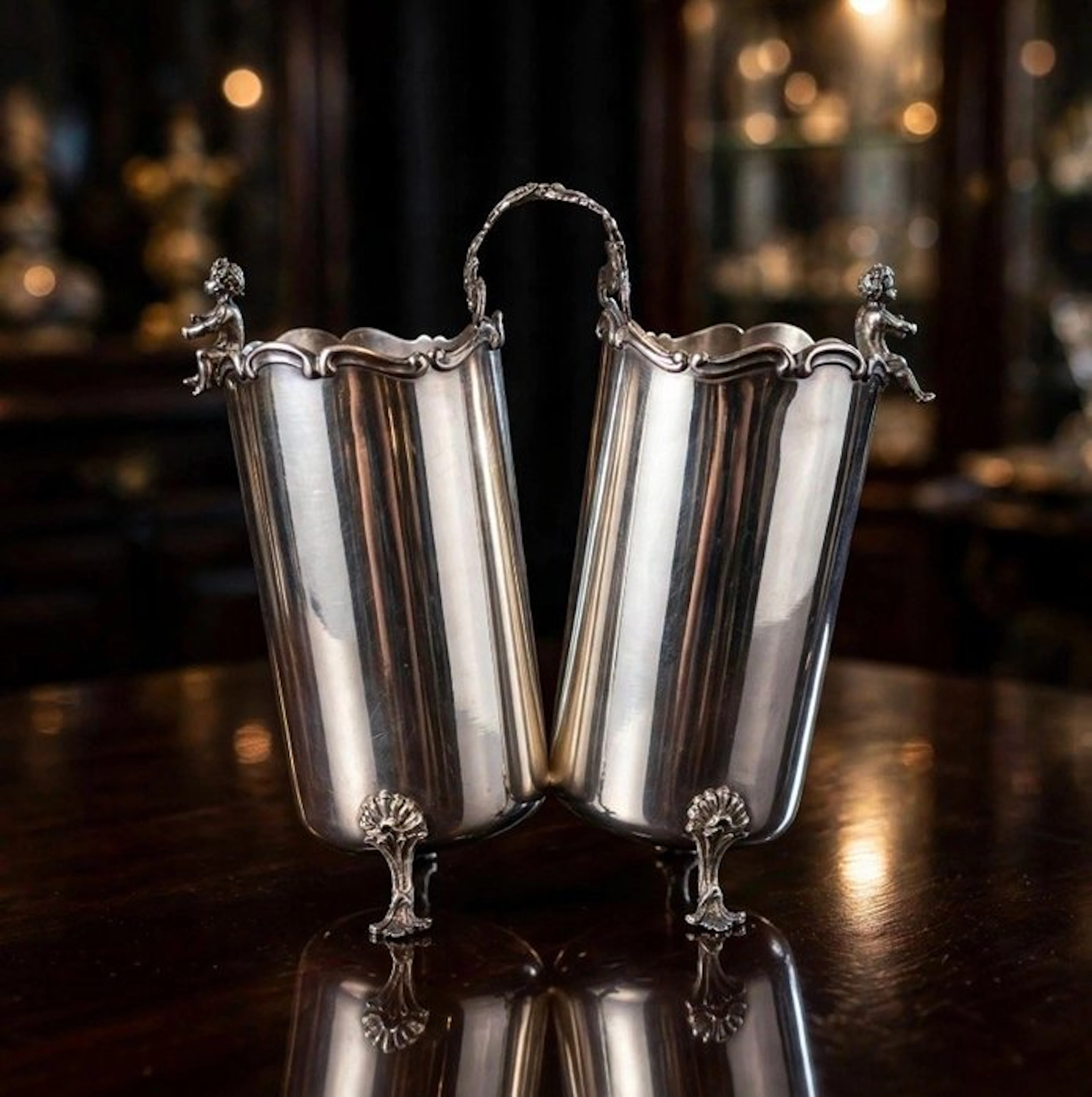Sugar pot - .800 silver - Cherub Spoon Holder