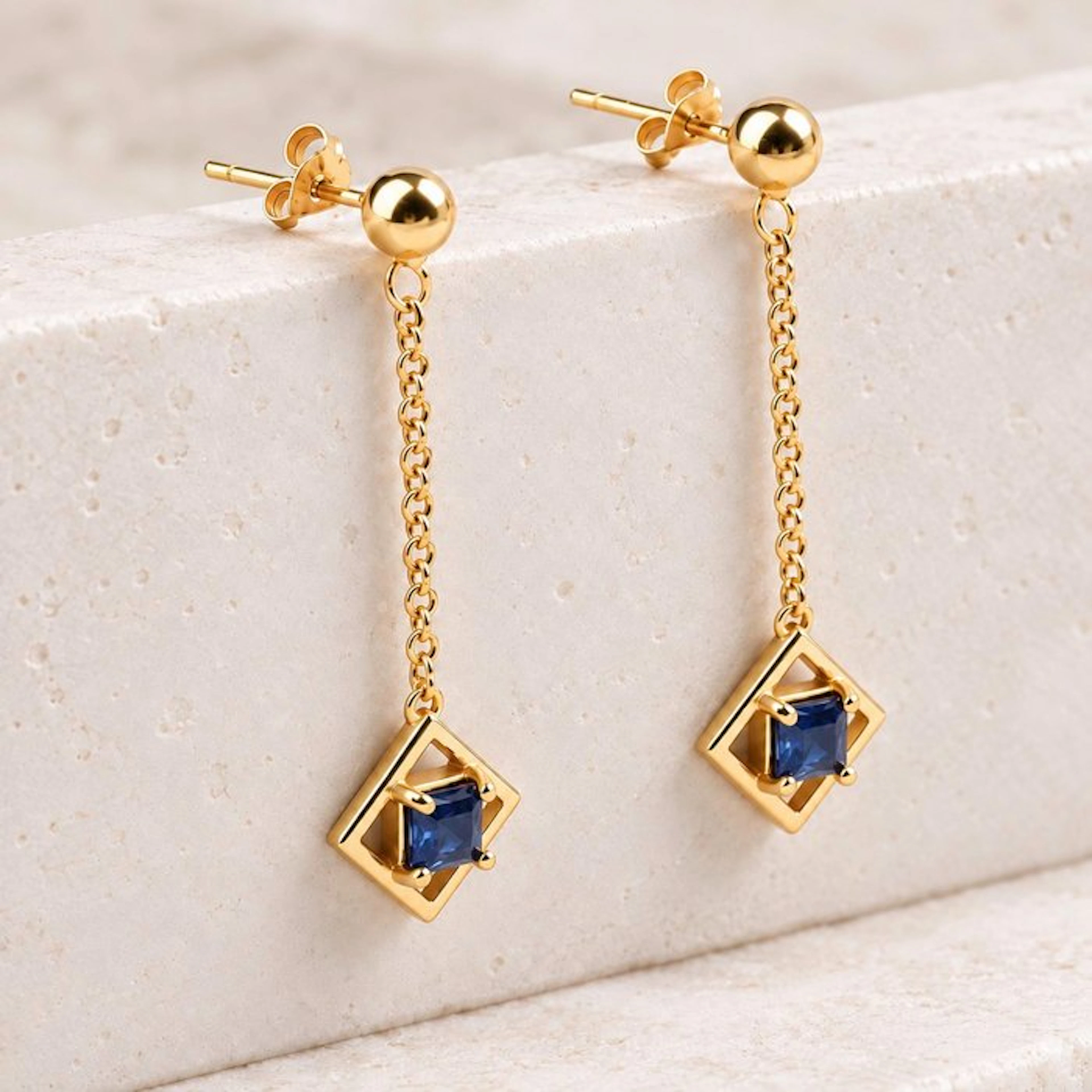 No reserve price - Earrings Silver - Sapphire - Certified