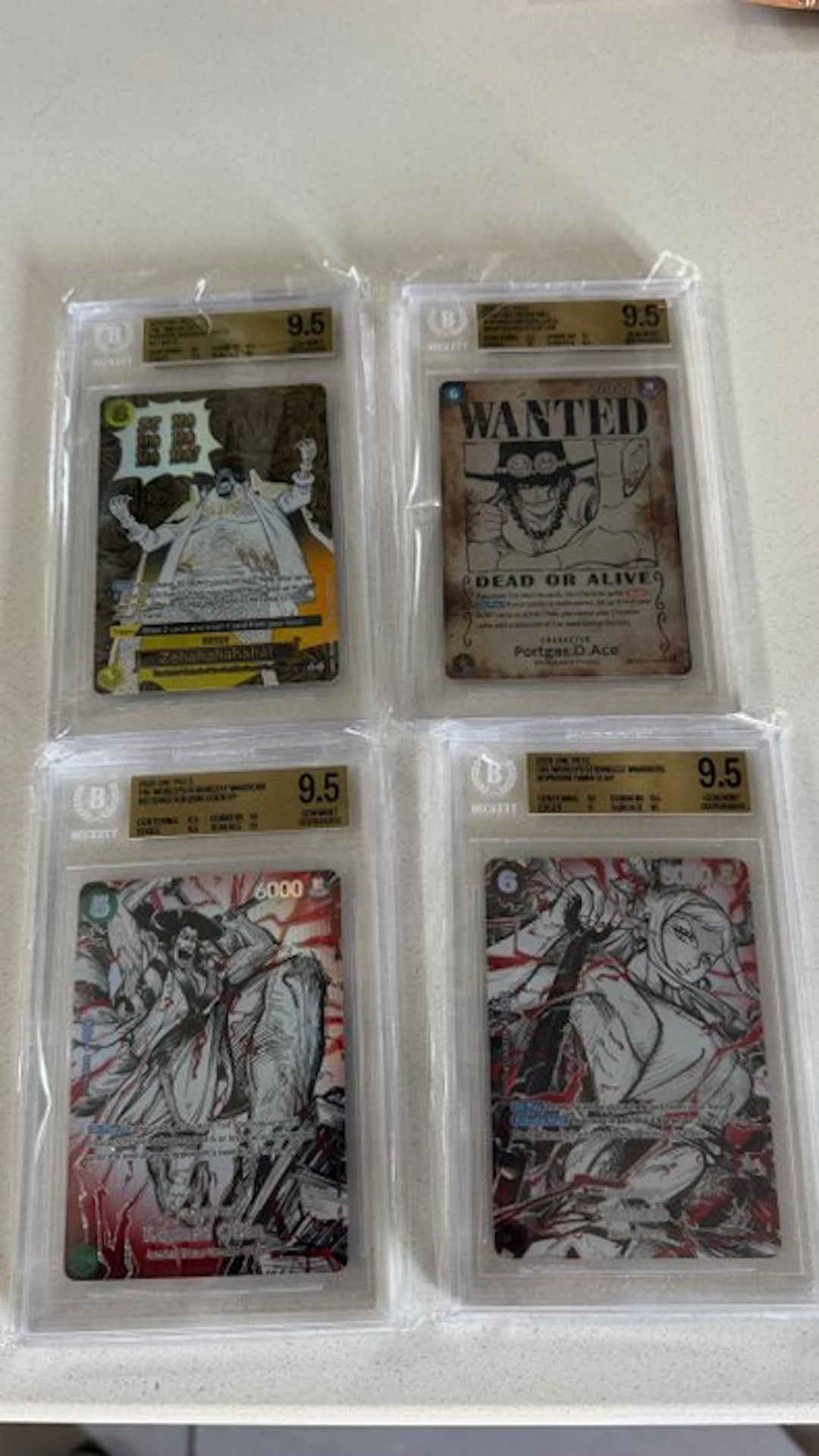 Bandai - 4 Graded card - One Piece - Portgas D. Ace Foil - Beckett 9.5