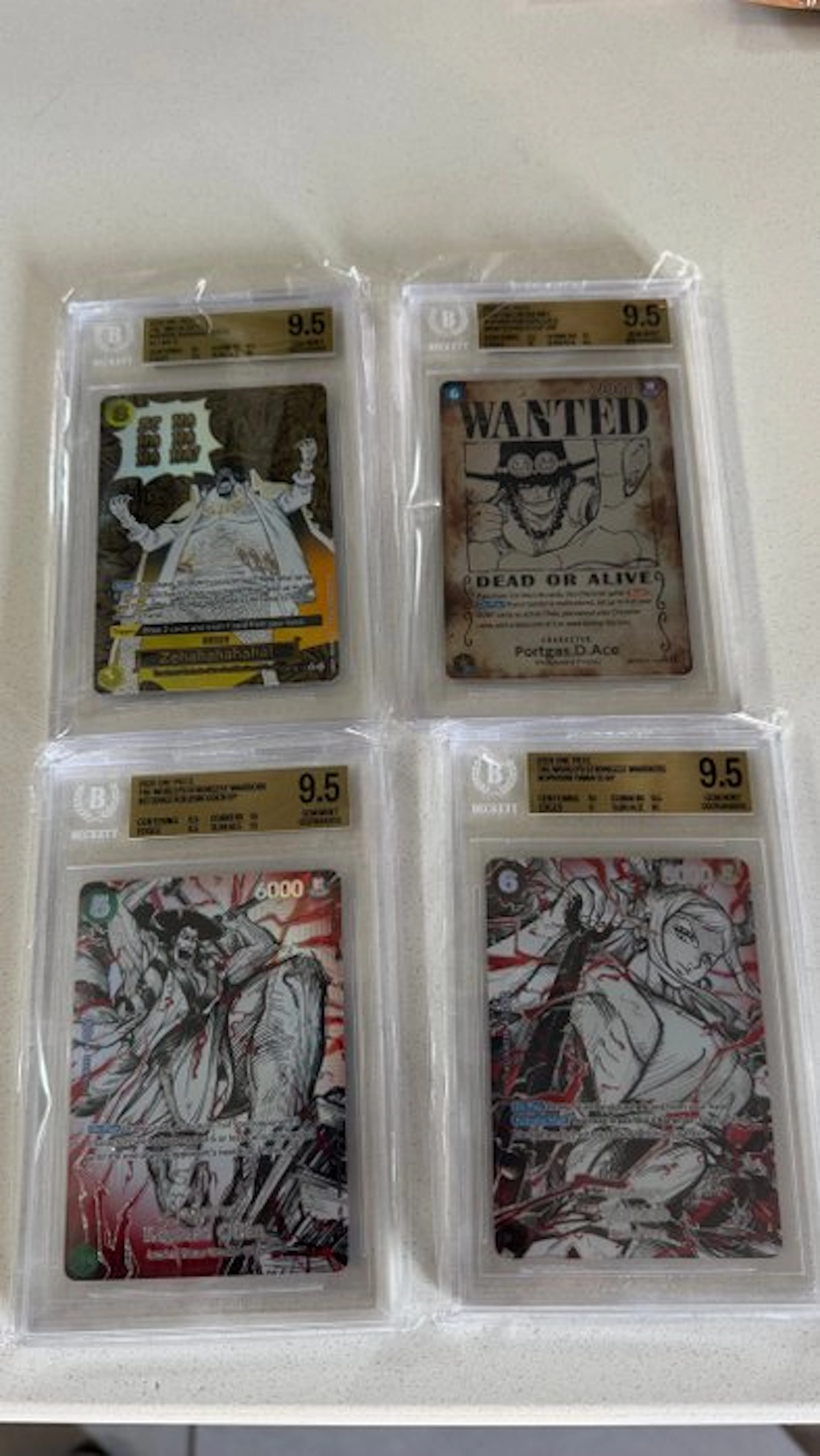 Bandai - 4 Graded card - One Piece - Portgas D. Ace Foil - Beckett 9.5
