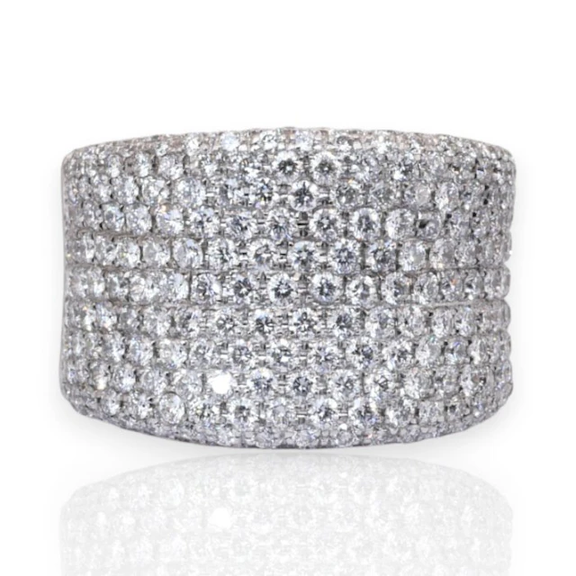 Ring - 18 kt. White gold - 4.15ct. tw. Diamond (Natural) - IGI Certified Ring