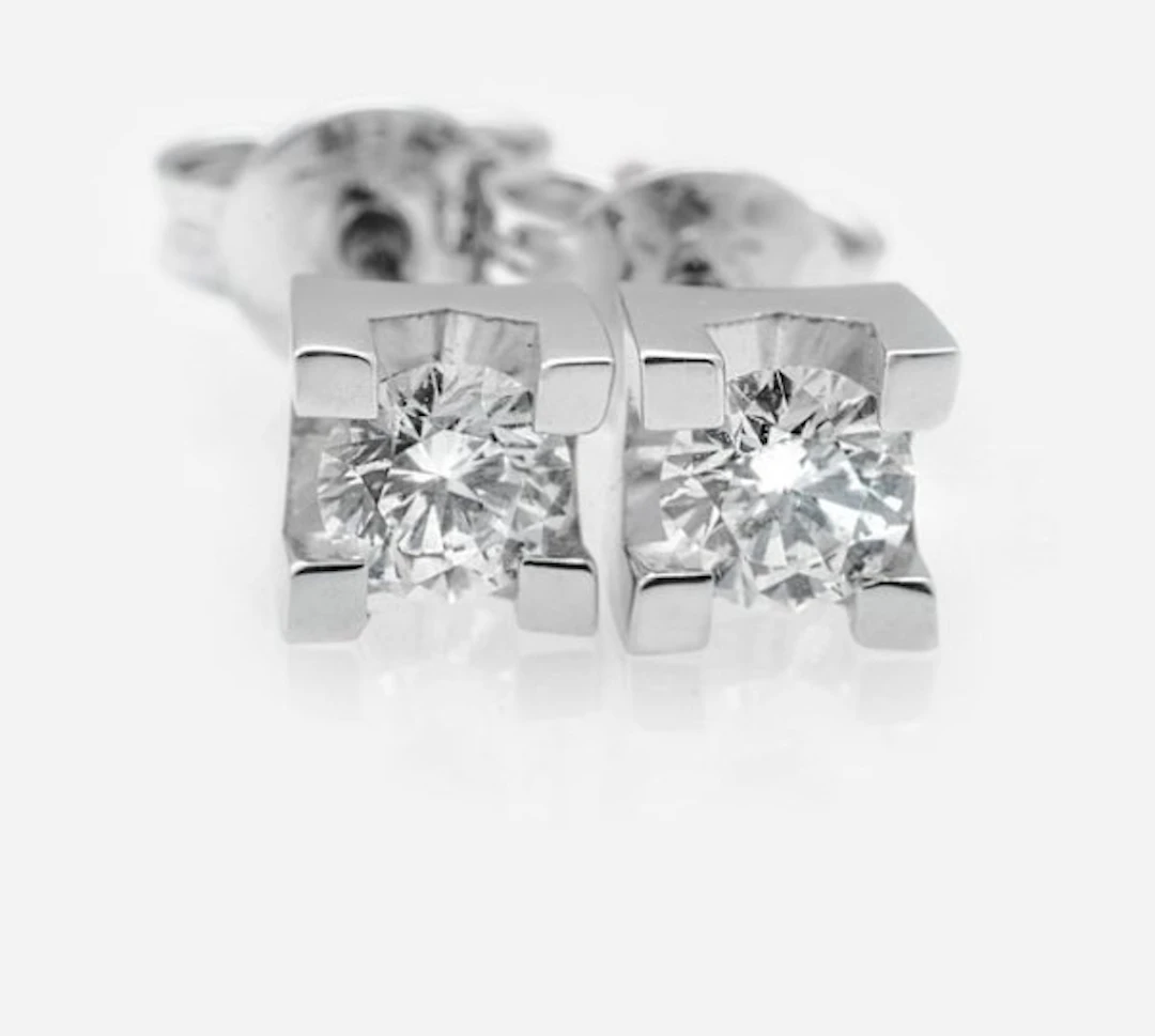 Earrings - 18 kt. White gold - 0.16ct. tw. Diamond (Natural) - Diamond