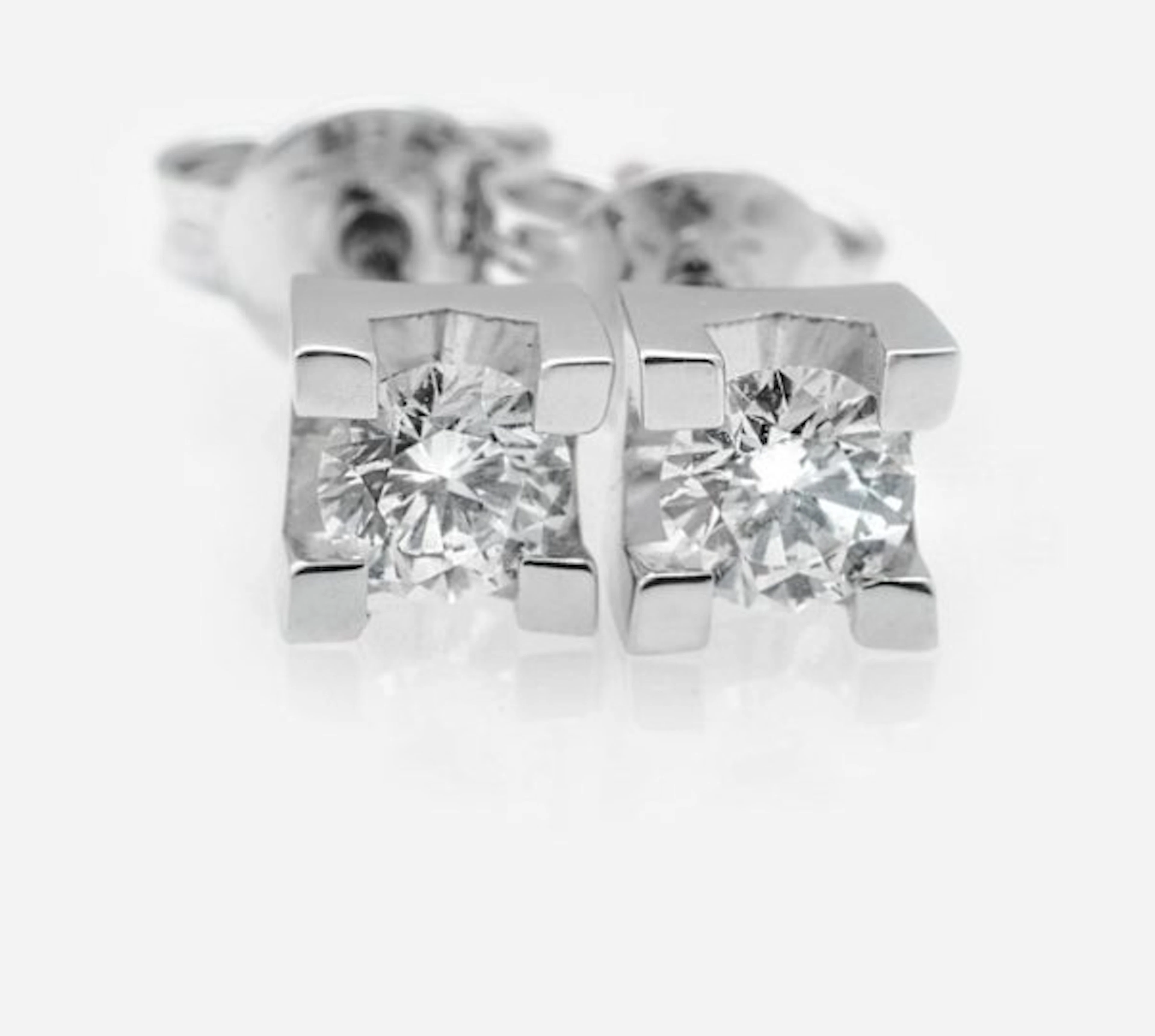 Earrings - 18 kt. White gold - 0.16ct. tw. Diamond (Natural) - Diamond