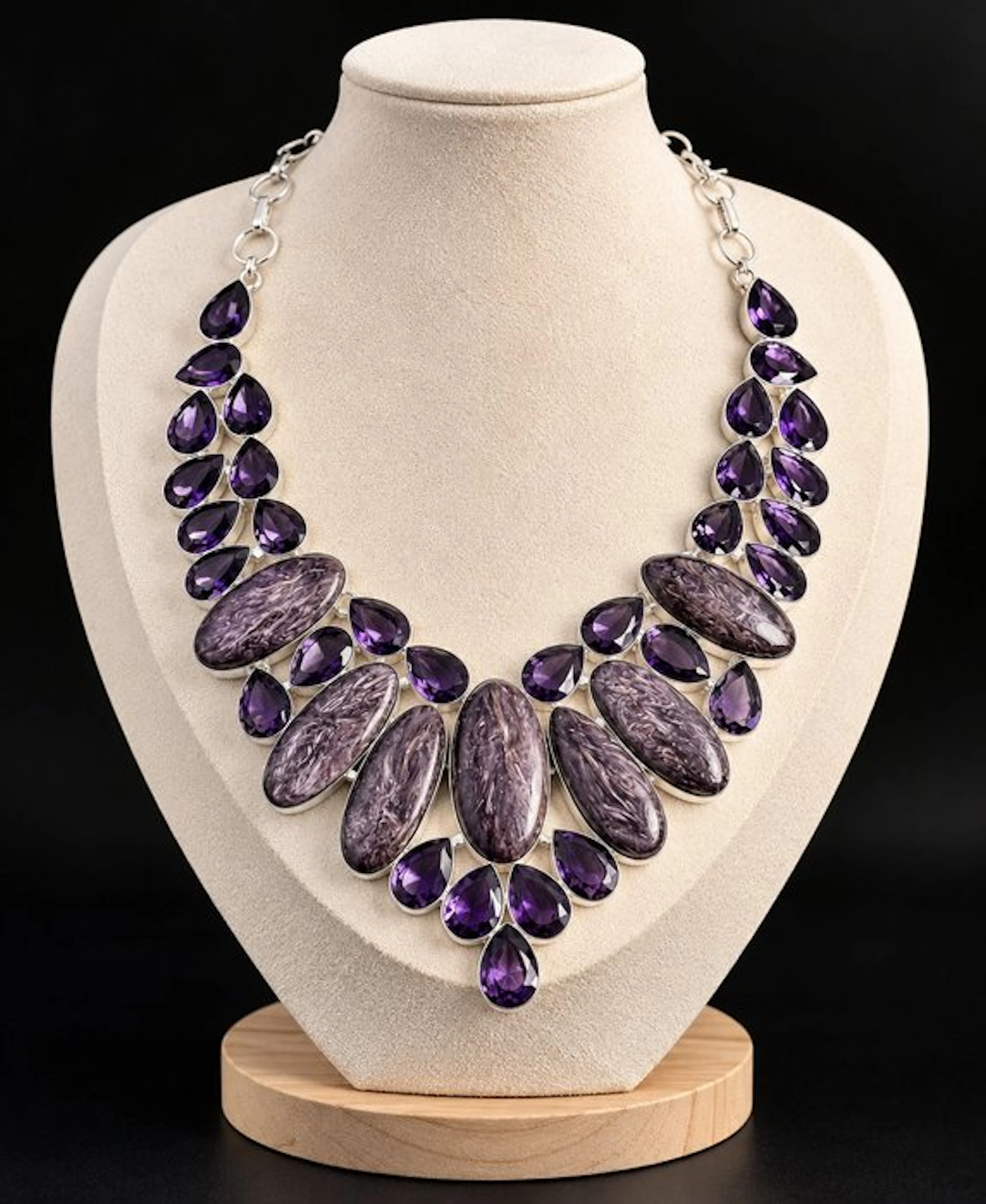 “Imperial Purple” – Handcrafted Necklace in 925 Silver...