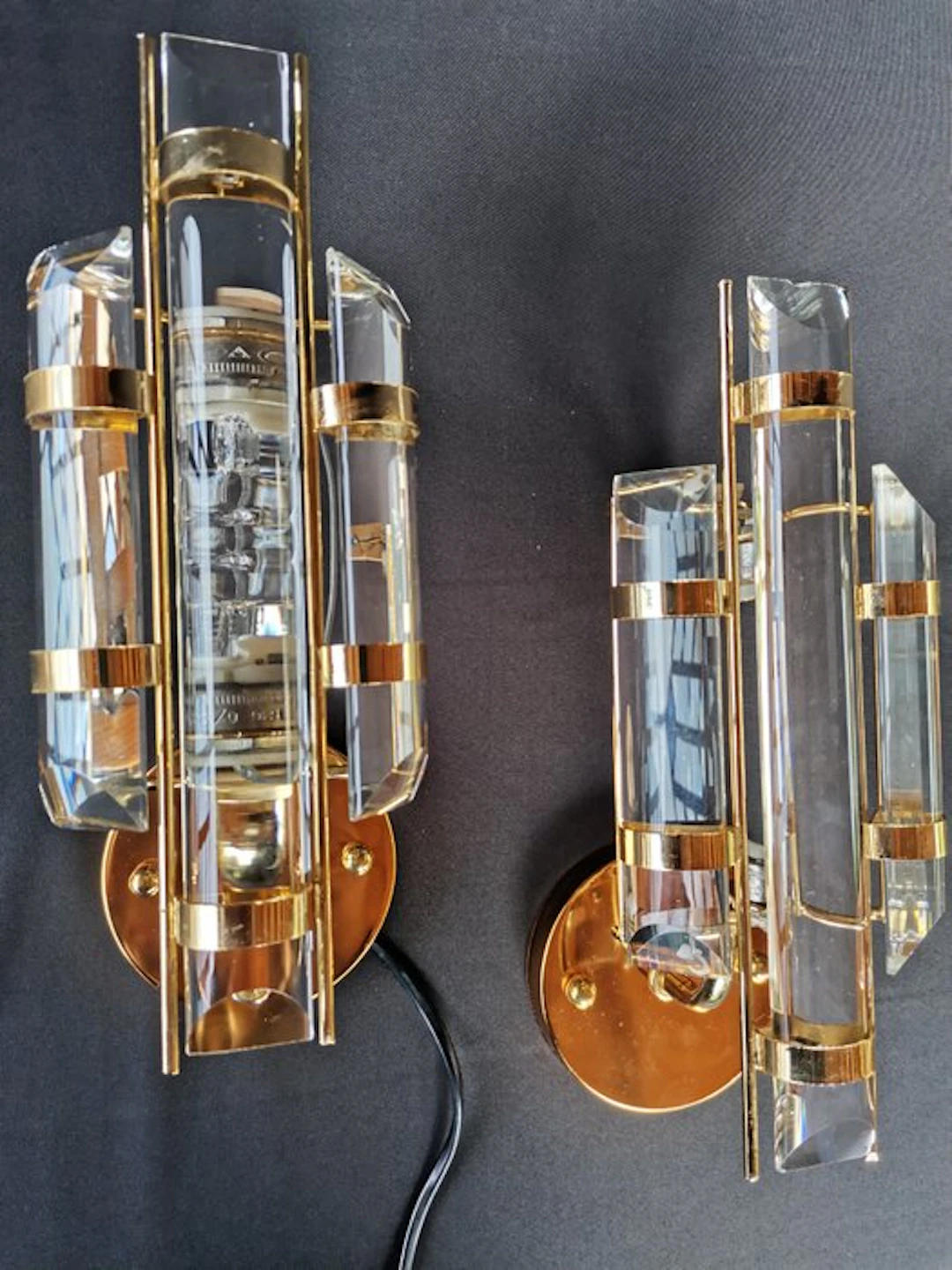 Wall lamp (2) - Crystal, Metal