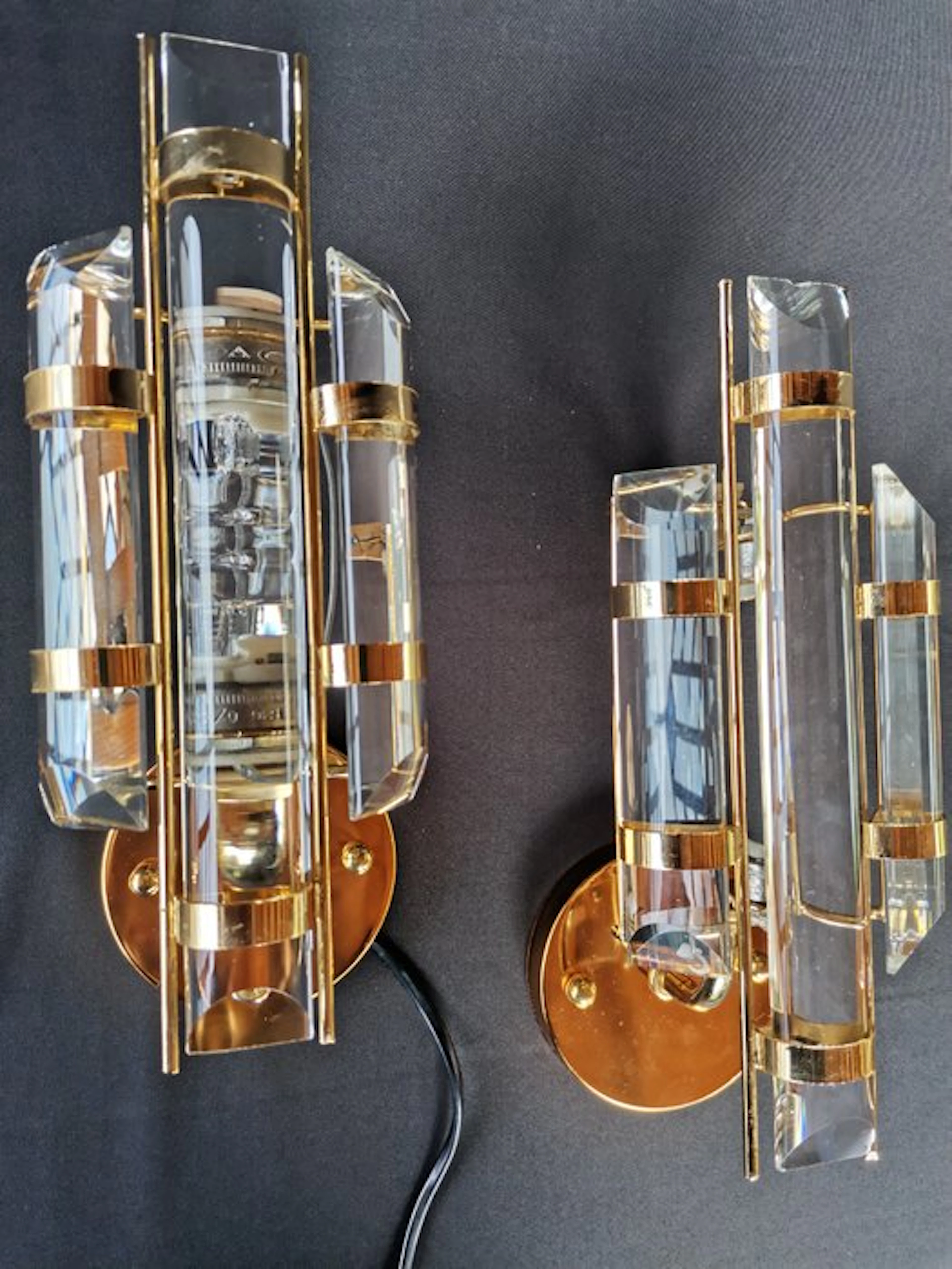 Wall lamp (2) - Crystal, Metal