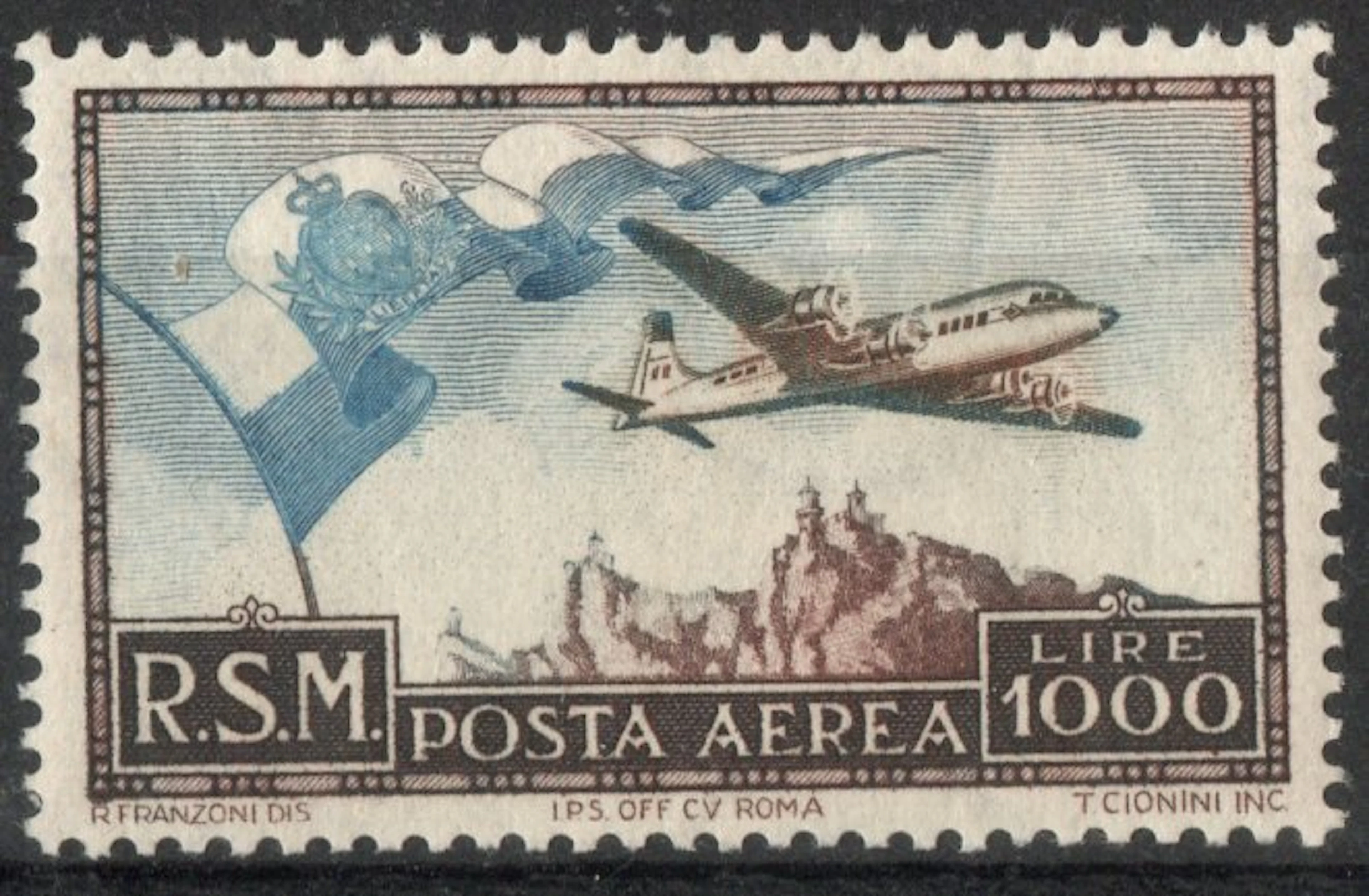 San Marino 1951/1953 - SAN MARINO - P.A. Bandieran°99