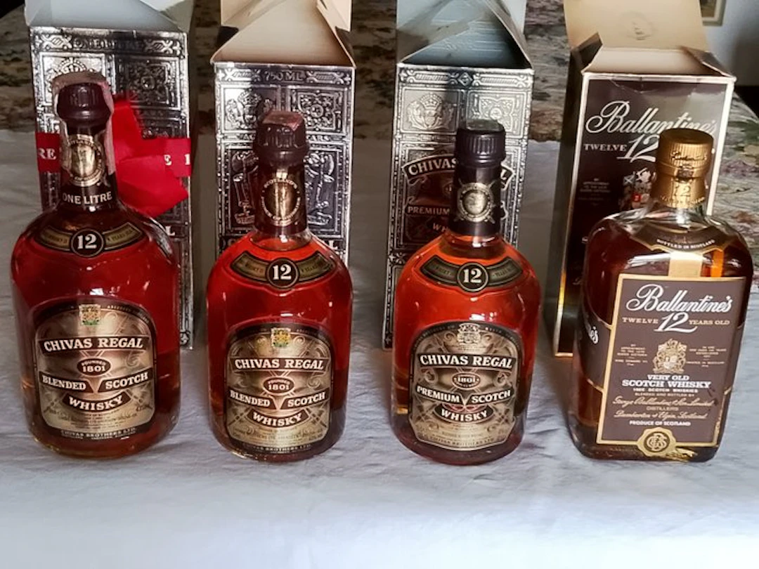 Ballantine's 12yo + Chivas Regal 12yo - 75cl, 70cl, 1L - 4 bottles