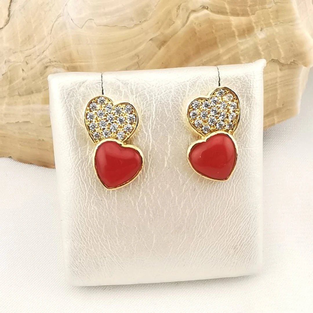 Coral - Silver - Earrings - Italian Craftsmanship