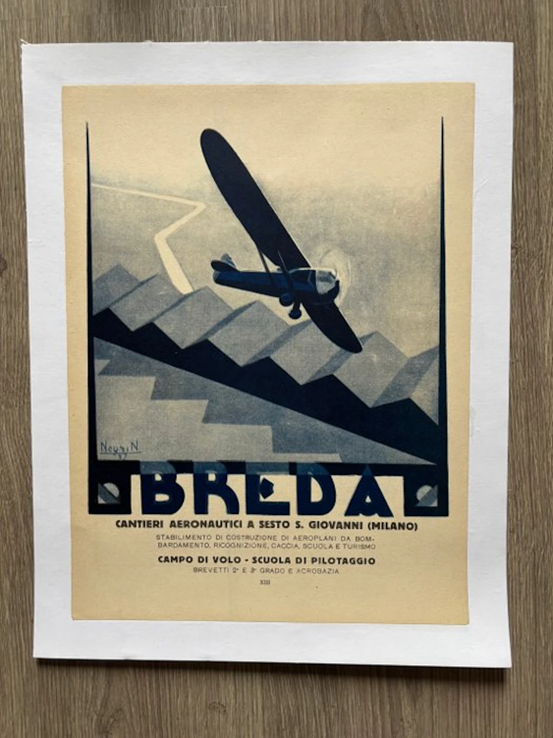 Gino Negrin - Originale 1927 line back Breda Cantieri Aeronautici - 1920s