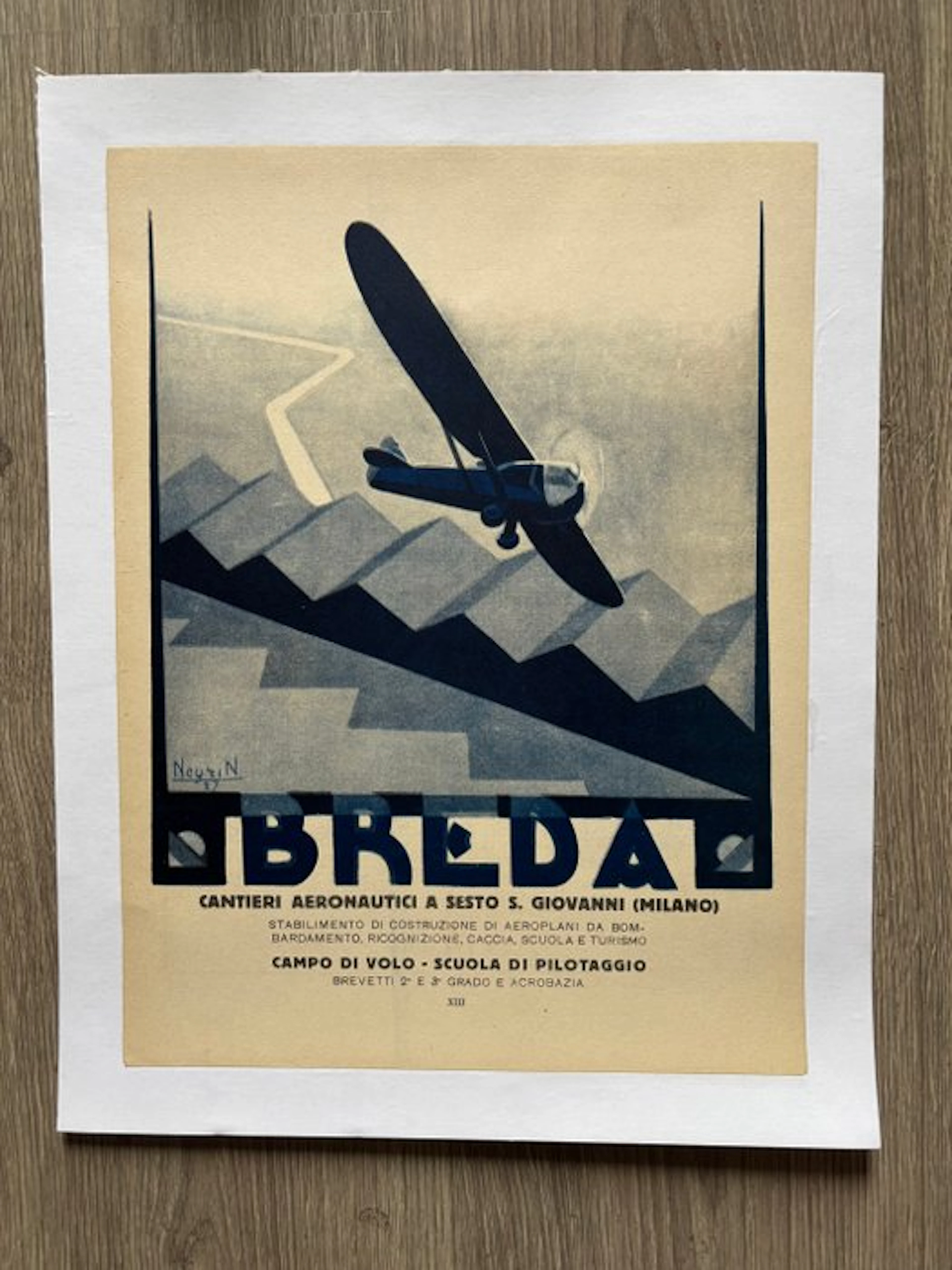 Gino Negrin - Originale 1927 line back Breda Cantieri Aeronautici - 1920s