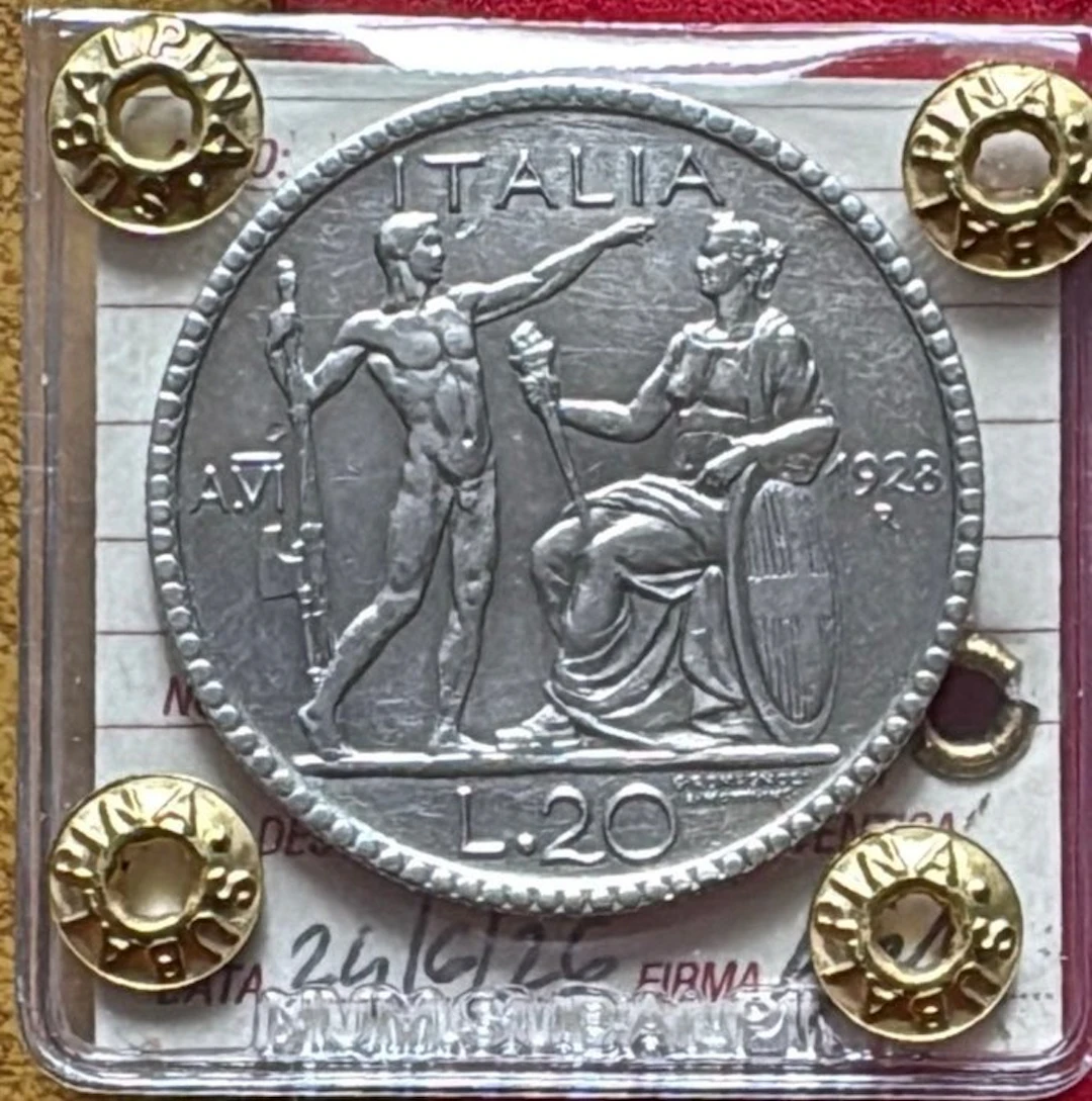 Italy, Kingdom Vittorio Emanuele III. 20 Lire 1928 "Littore" A. VI
