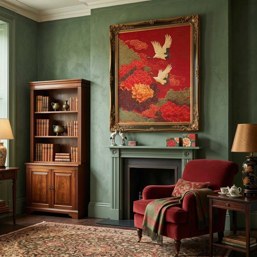 Panel - AA209 - Decorative Fabric Panel “Crane and...