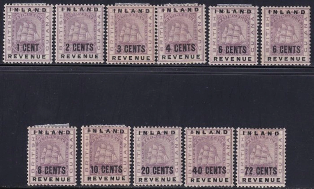 Guyana 1888/89 - Fiscal stamps with Inland Revenue...