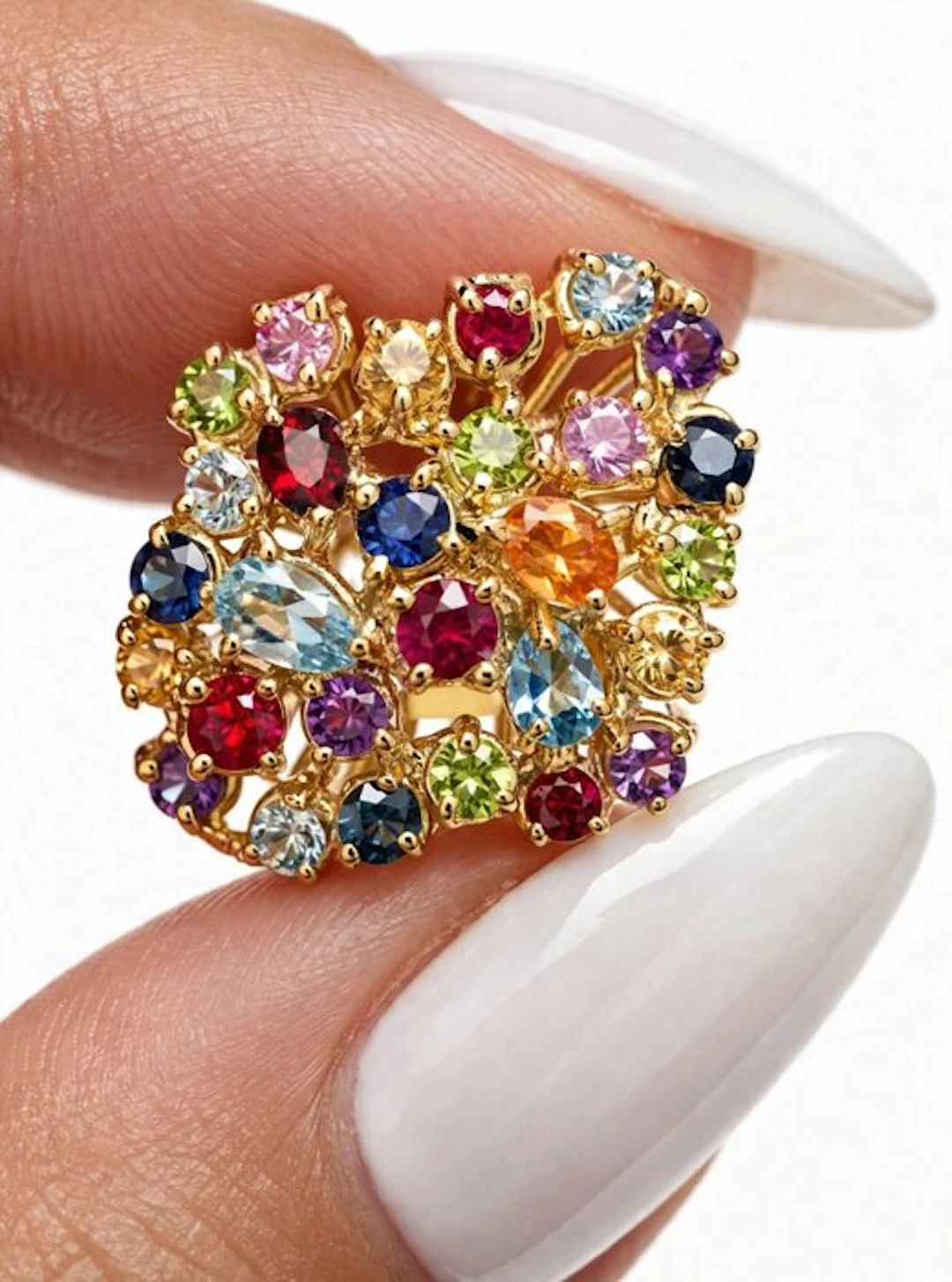 No reserve price - Ring - 9 kt. Yellow gold, Silver - 1.60ct. tw.