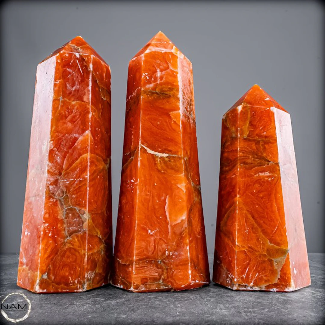 Exclusive sun calcite set from Madagascar – Warm elegance...