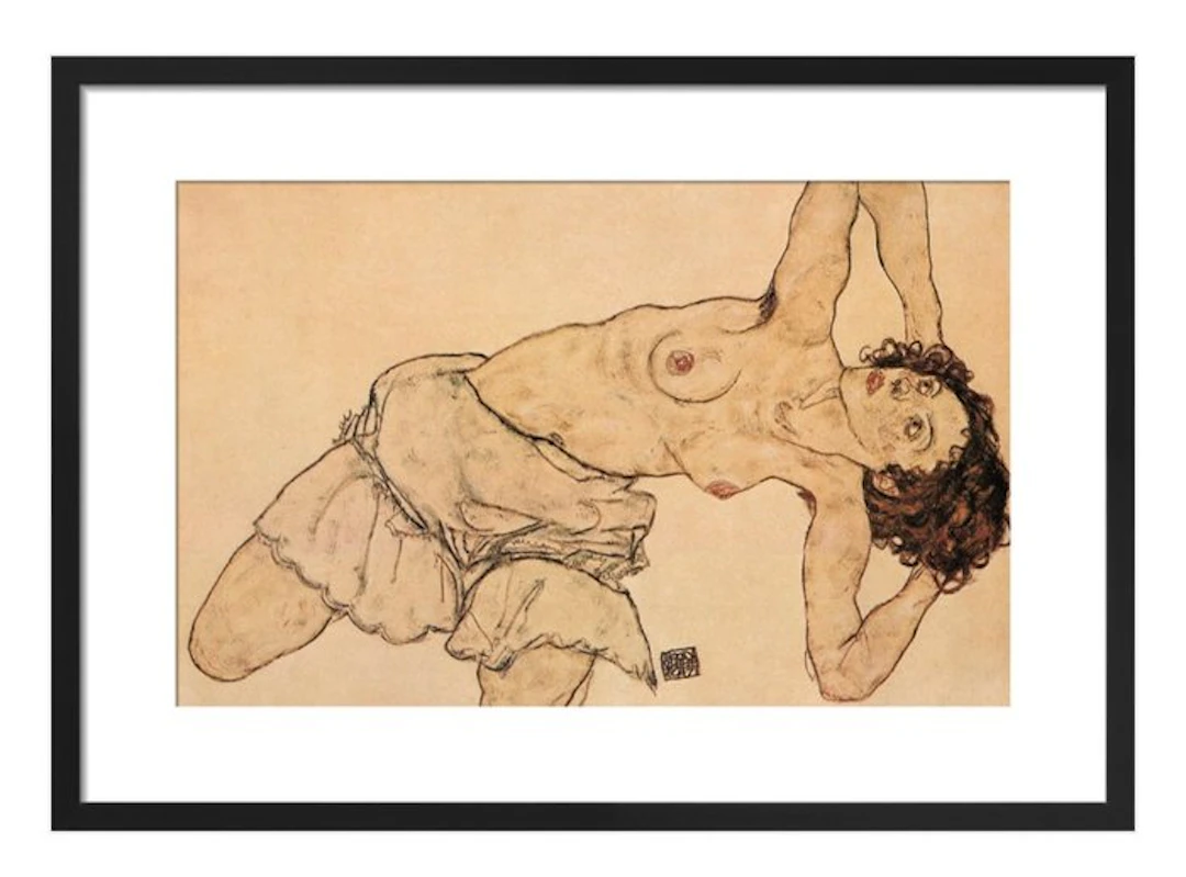 Egon Schiele - "Kneeling Half-undressed Woman