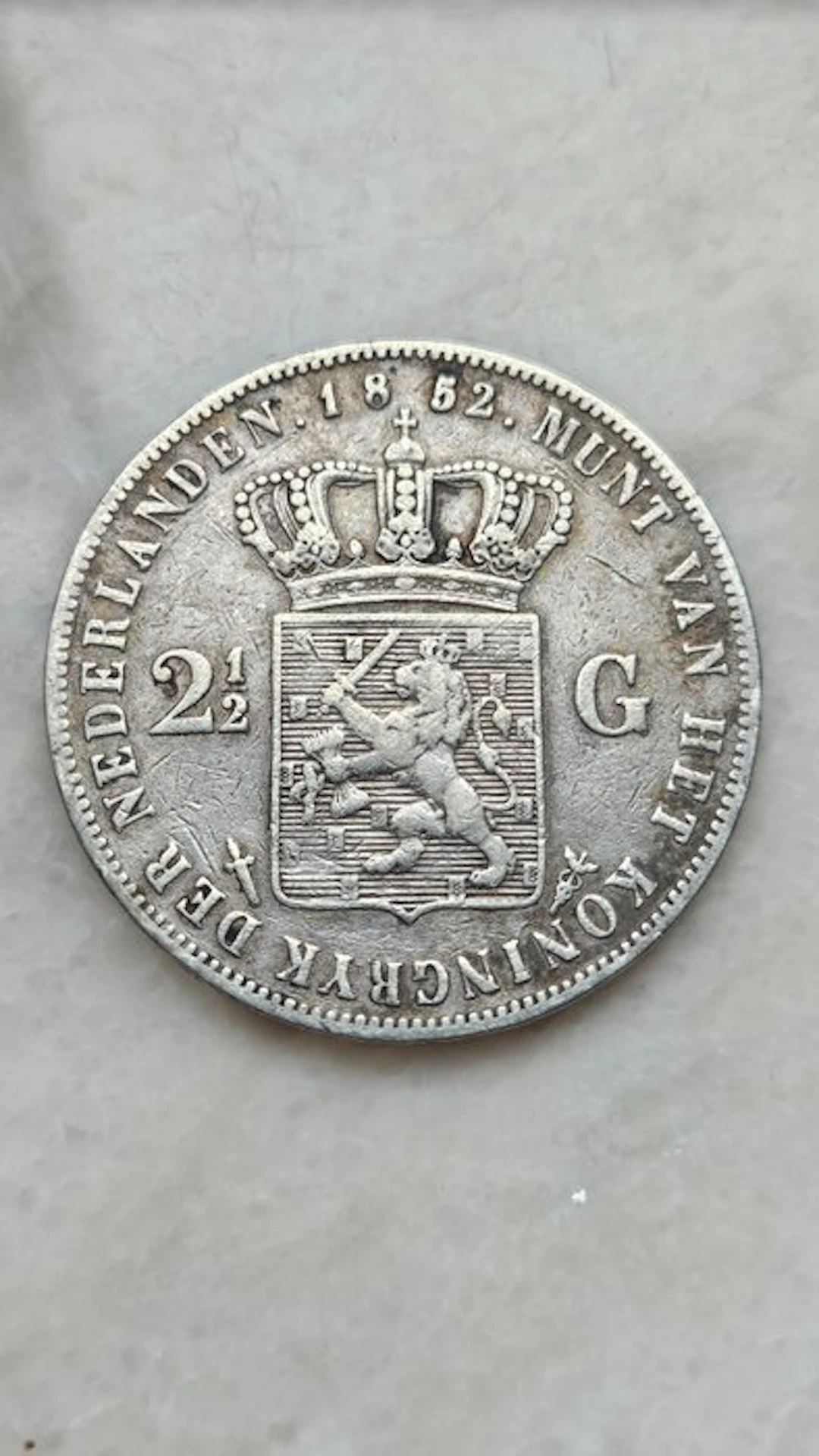 Netherlands. Willem III. 2 1/2 Gulden 1852 (No reserve price)