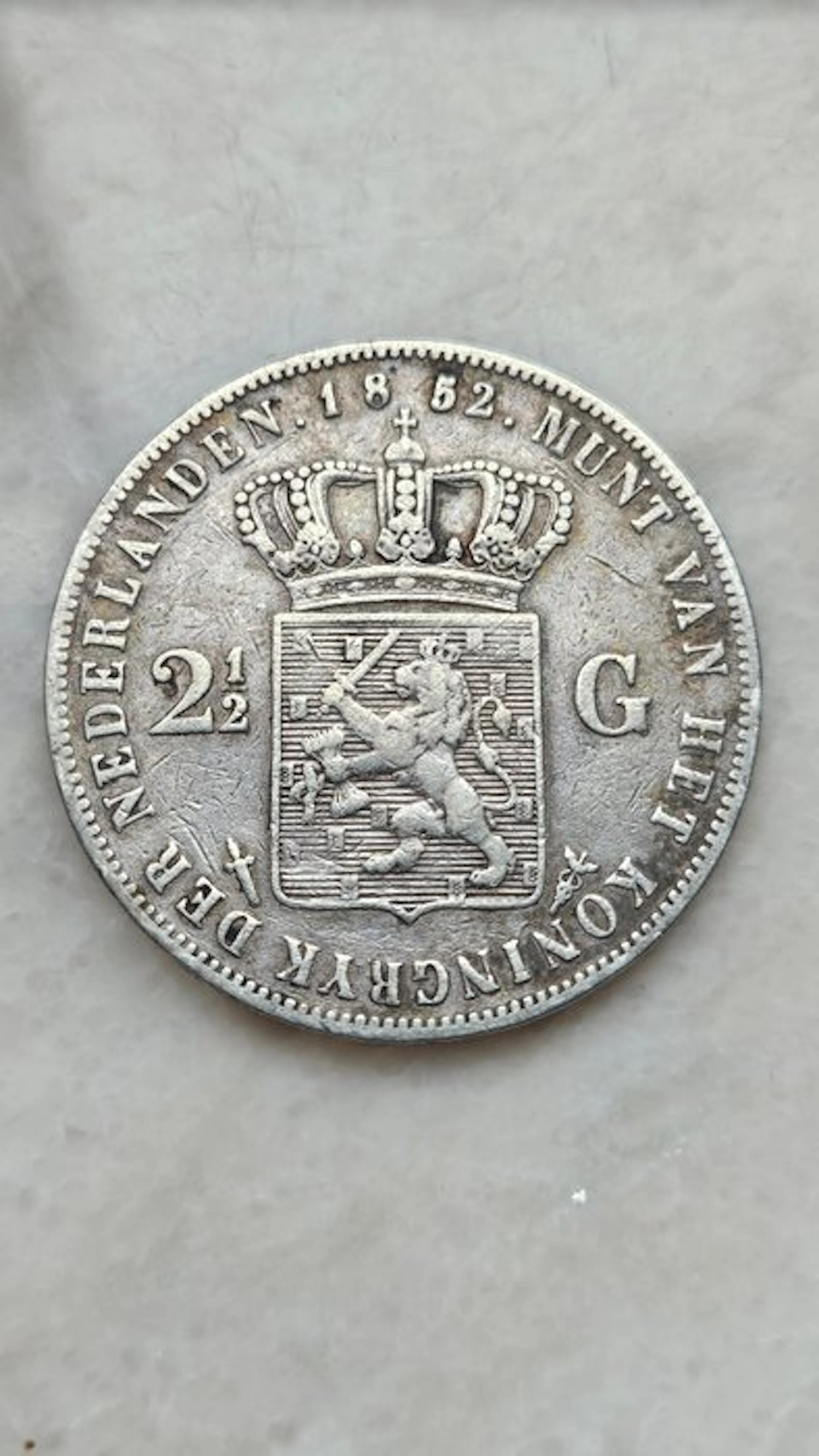 Netherlands. Willem III. 2 1/2 Gulden 1852 (No reserve price)