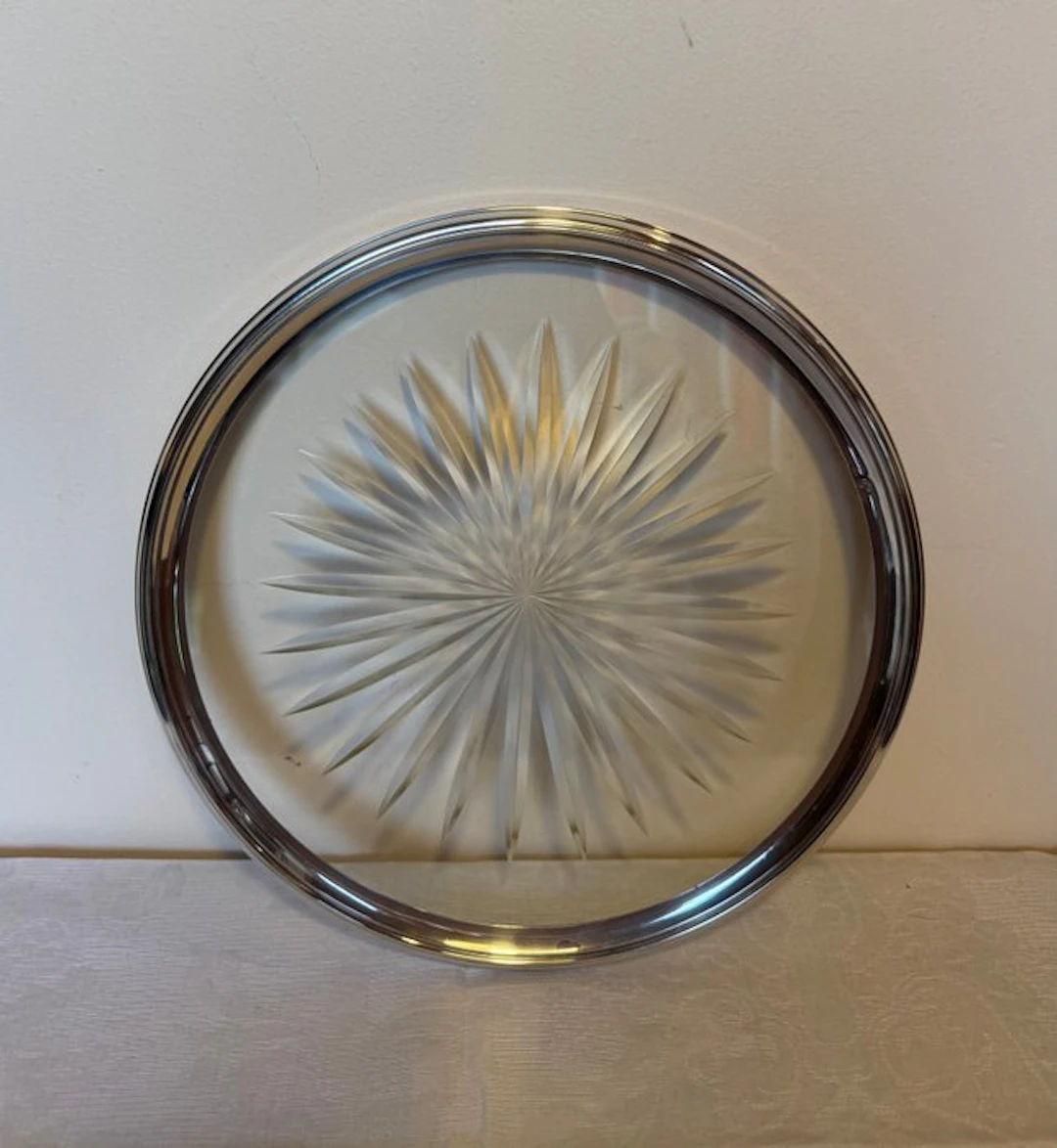 Orfèvre Maillard - Serving dish - .925 silver - Crystal Minerve 1 Hallmark