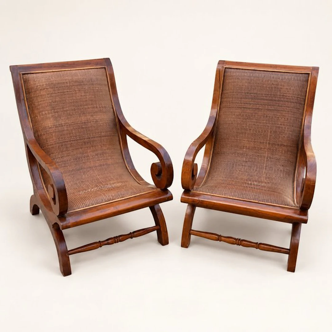 Armchair (2) - Wood - Scroll Armchair Pair