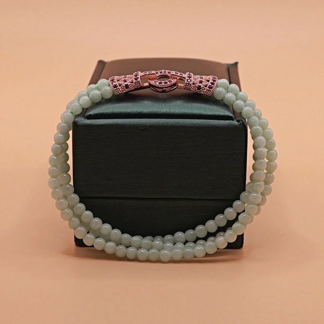 NGTC Certified Mint-green Jadeite - Elegant Triple-strand...