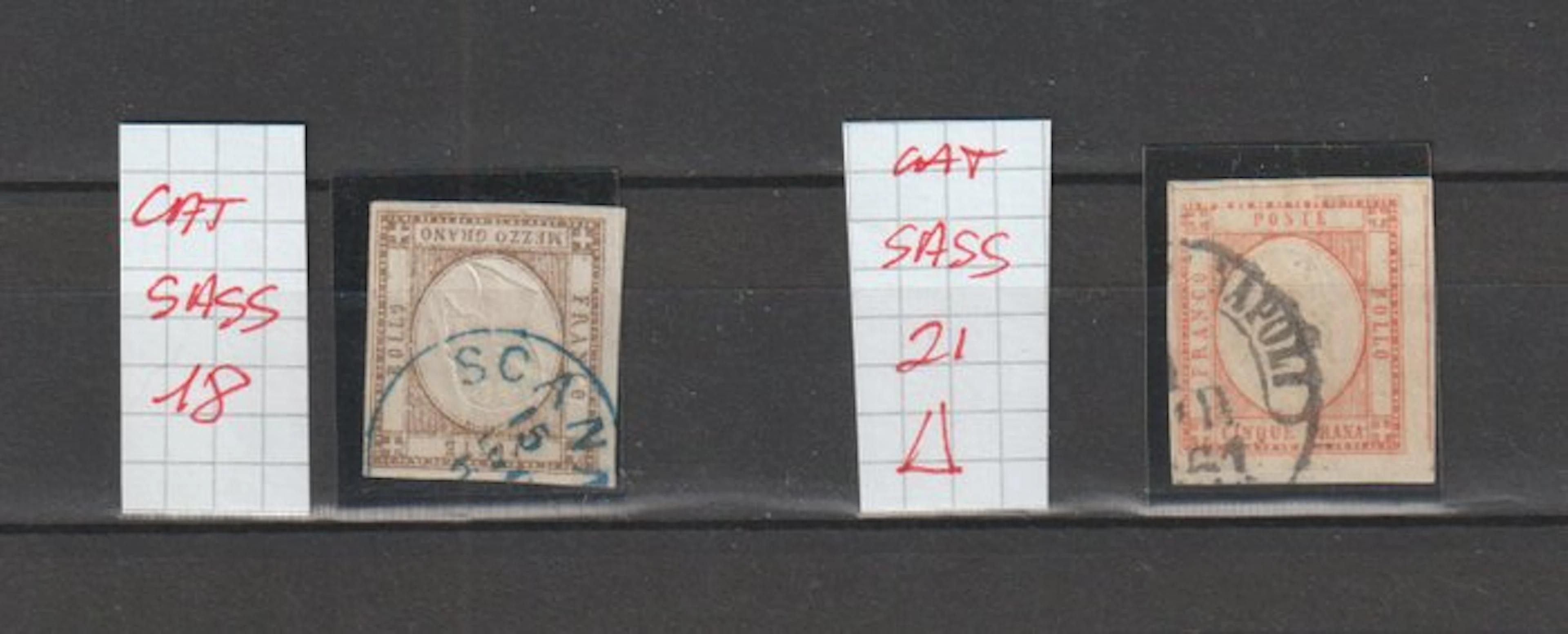 Italian Ancient States - Naples 1861 - Two specimens - Sassone N. 18, 21