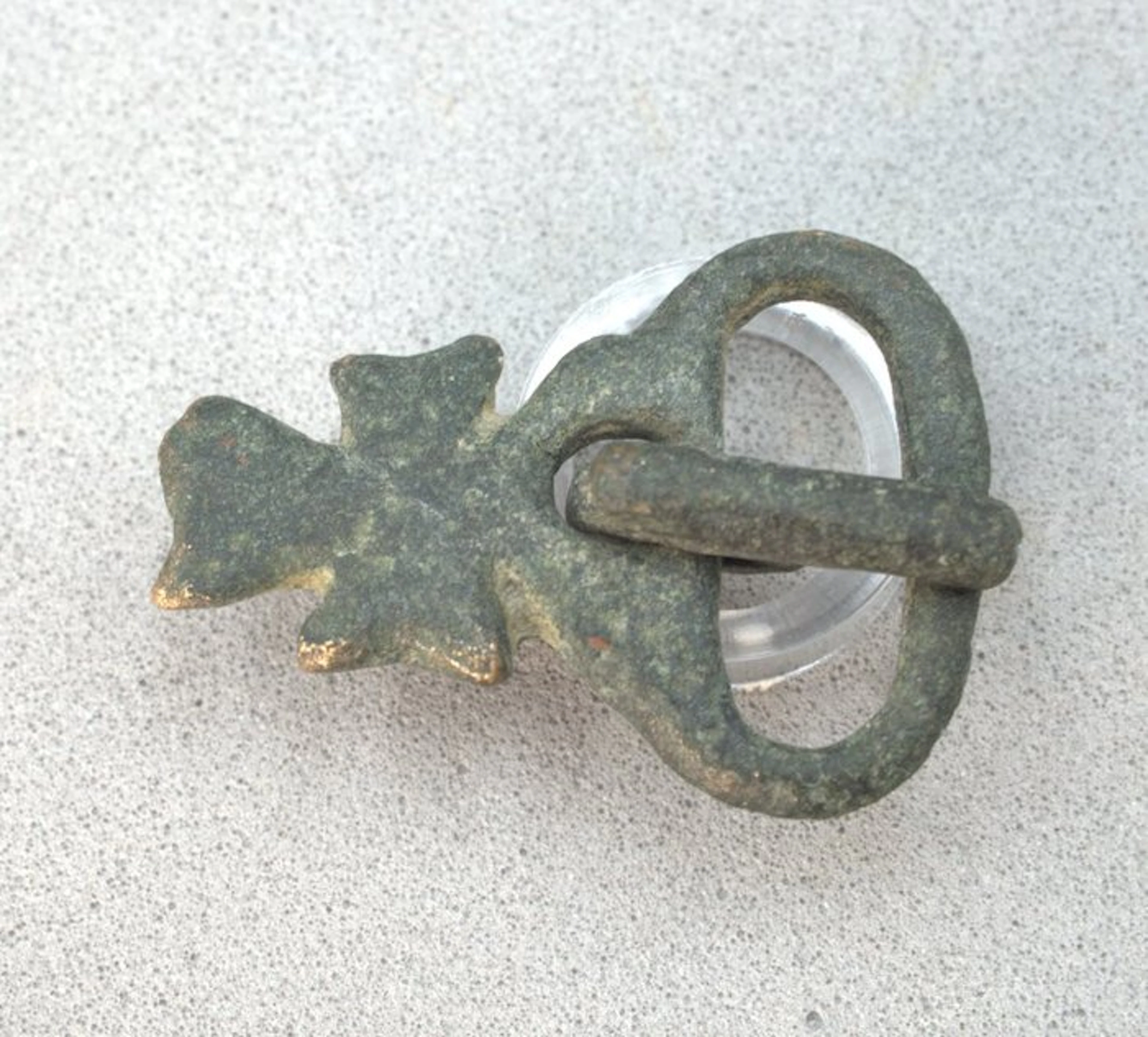 Early Medieval Bronze Cross Buckle - 32 mm (No reserve price)