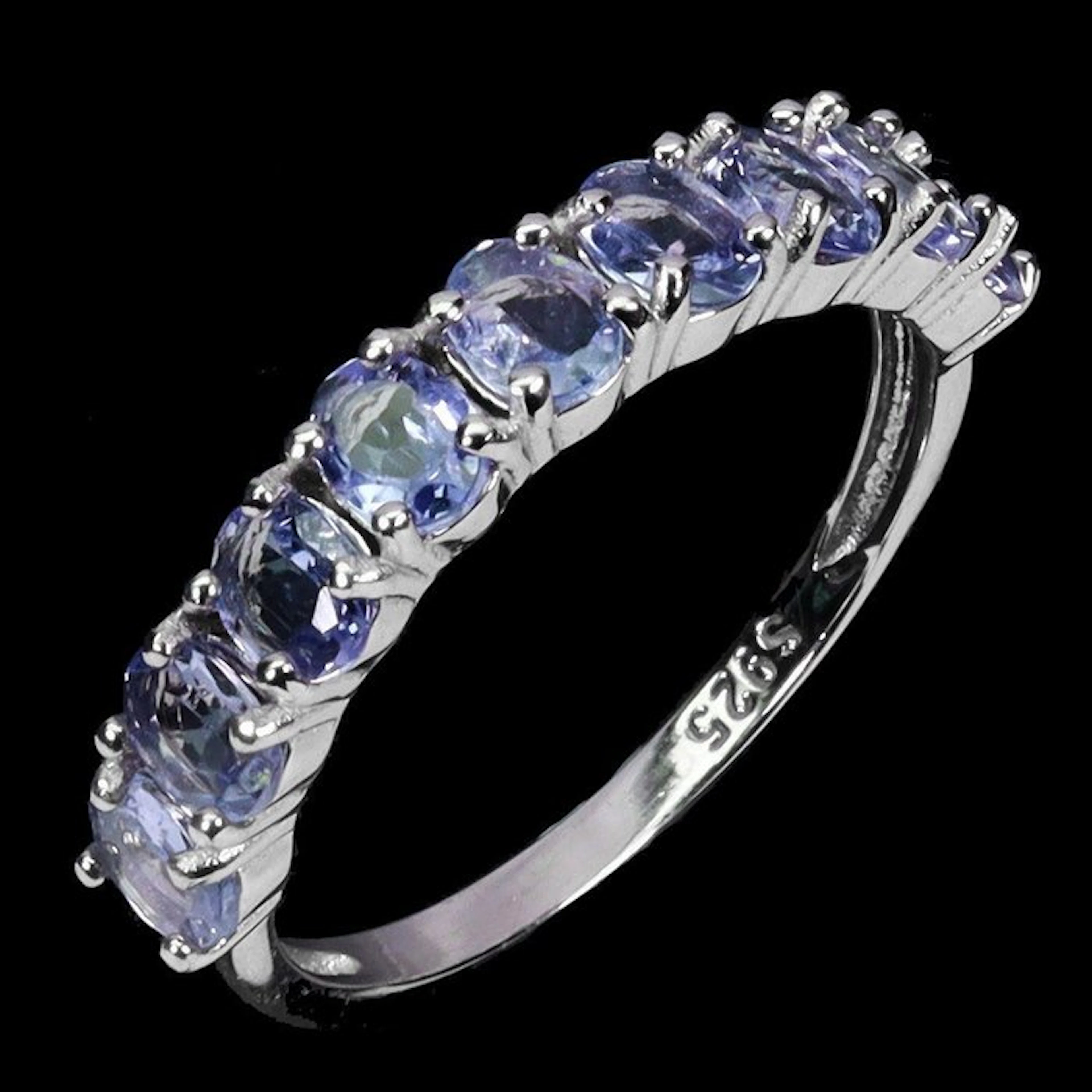 No reserve price - Ring 925 Silver, 14K White Gold plated Tanzanite
