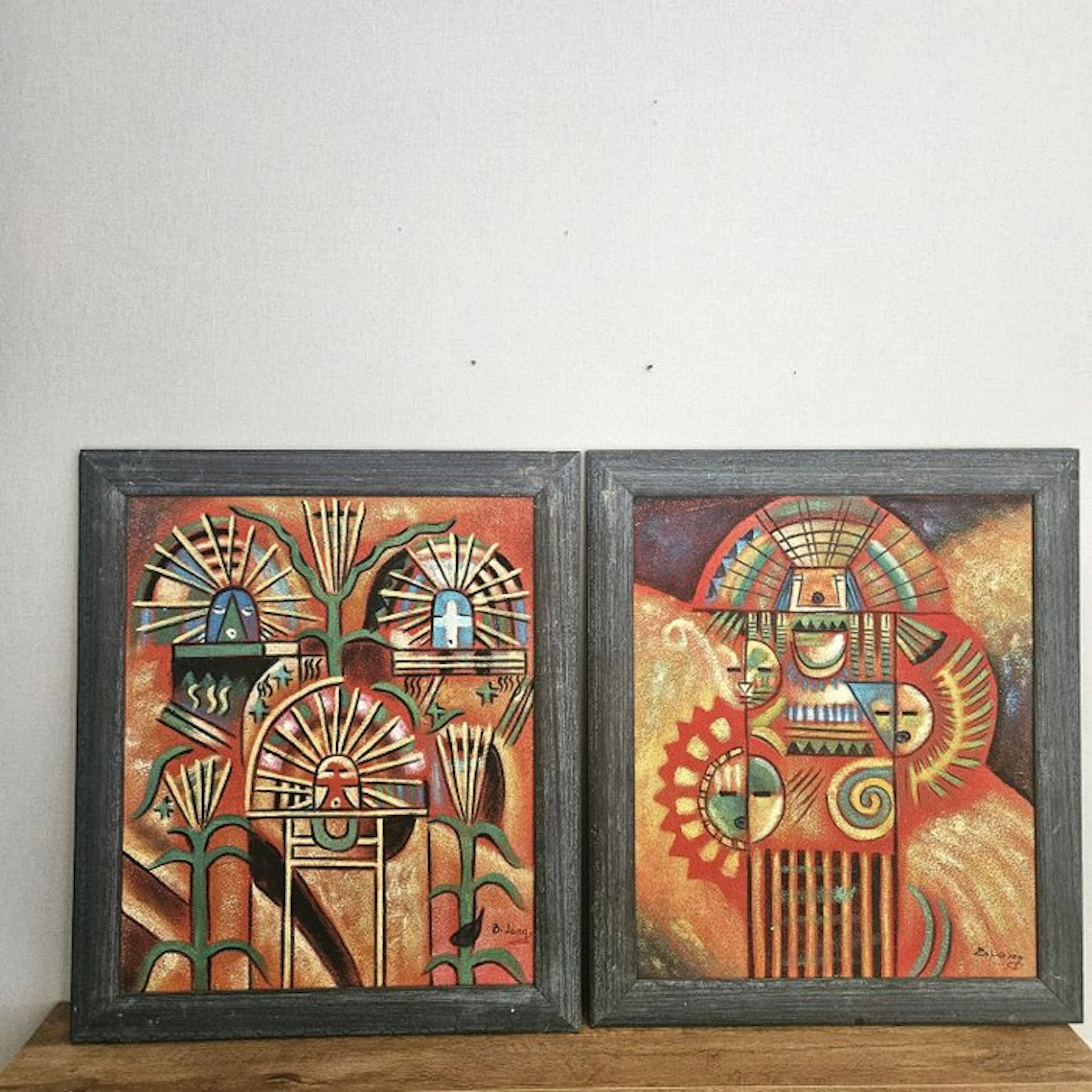 Frame- inspired by Aztec culture. - oil paint