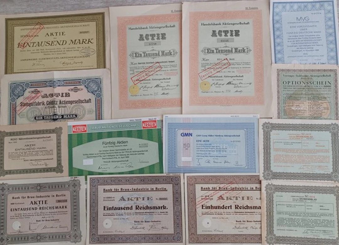 Germany. 14 x Duitsland oude aandelen en obligaties (No reserve price)