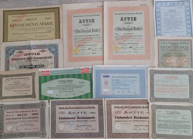 Germany. 14 x Duitsland oude aandelen en obligaties (No reserve price)