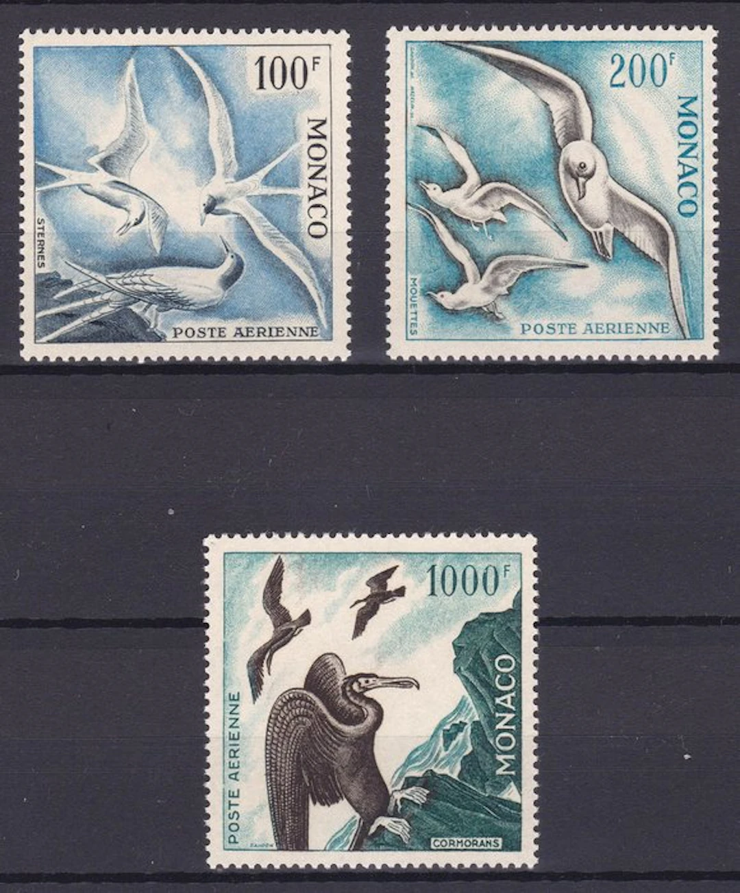 Monaco 1957 - "Airmail" Sea Birds complete series with...