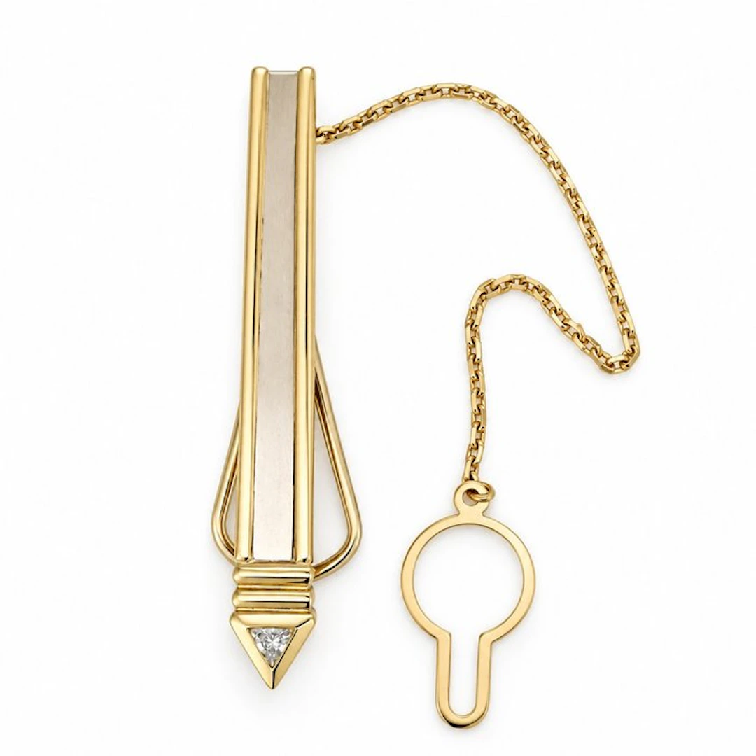 Tie clip - 18 kt. Yellow gold, White gold - Made in Italy - Handmade