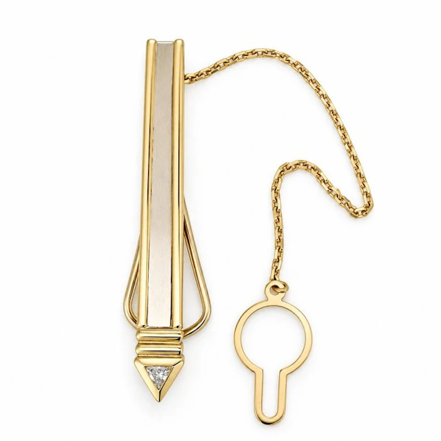 Tie clip - 18 kt. Yellow gold, White gold - Made in Italy - Handmade