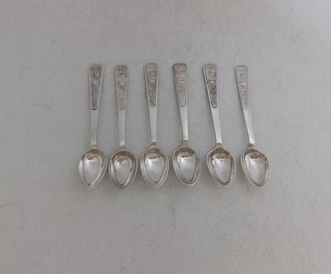 Set of 6 Art Deco Coffee - Spoon - .900 silver