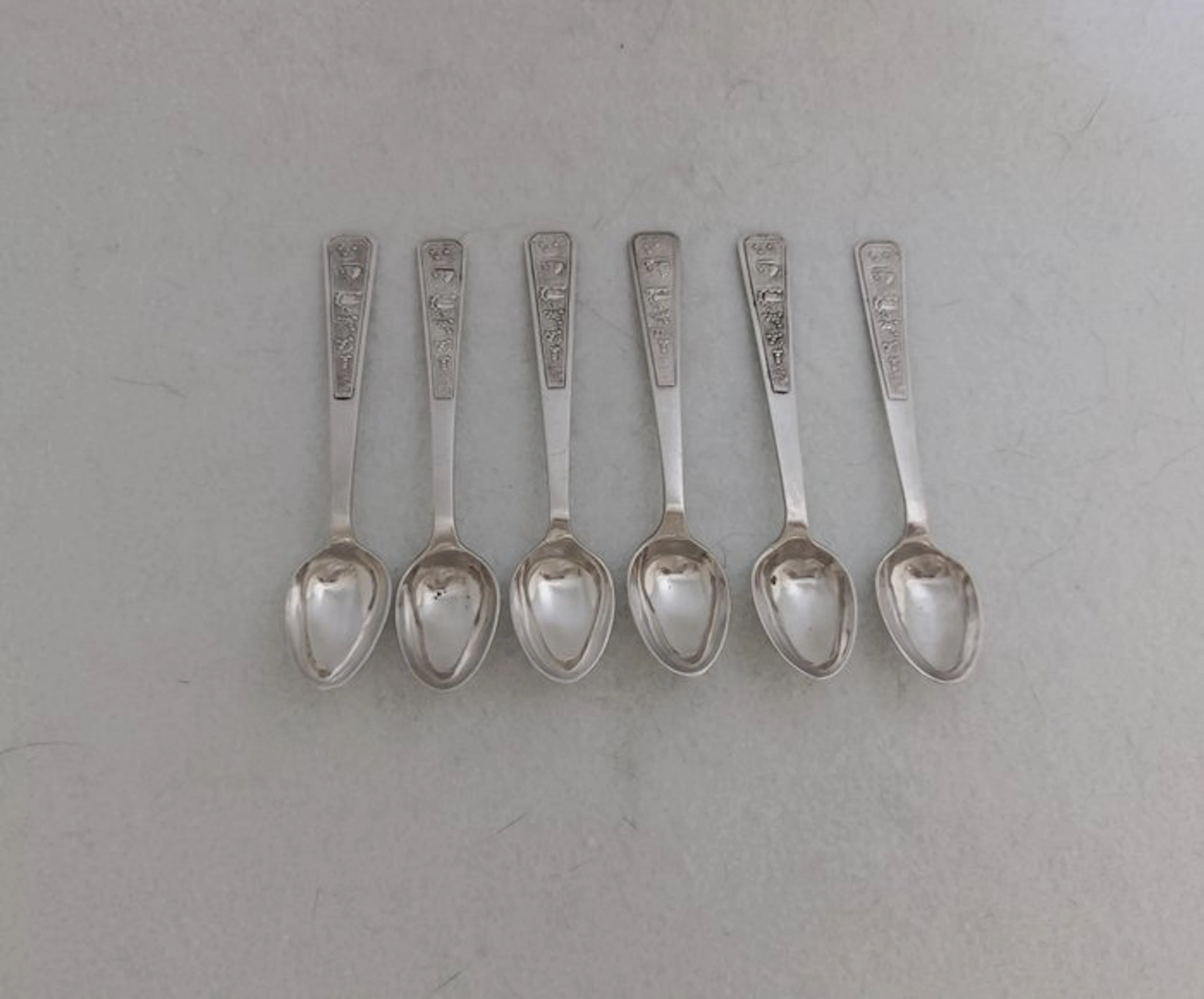 Set of 6 Art Deco Coffee - Spoon - .900 silver
