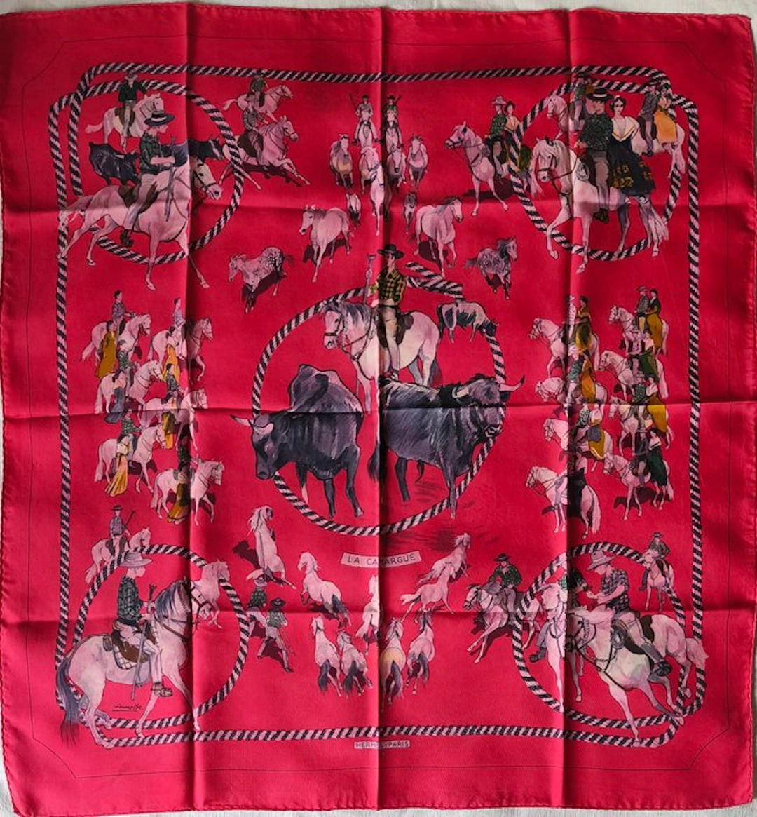 Hermès - LA CAMARGUE by Lamotte. 1961 - Foulard