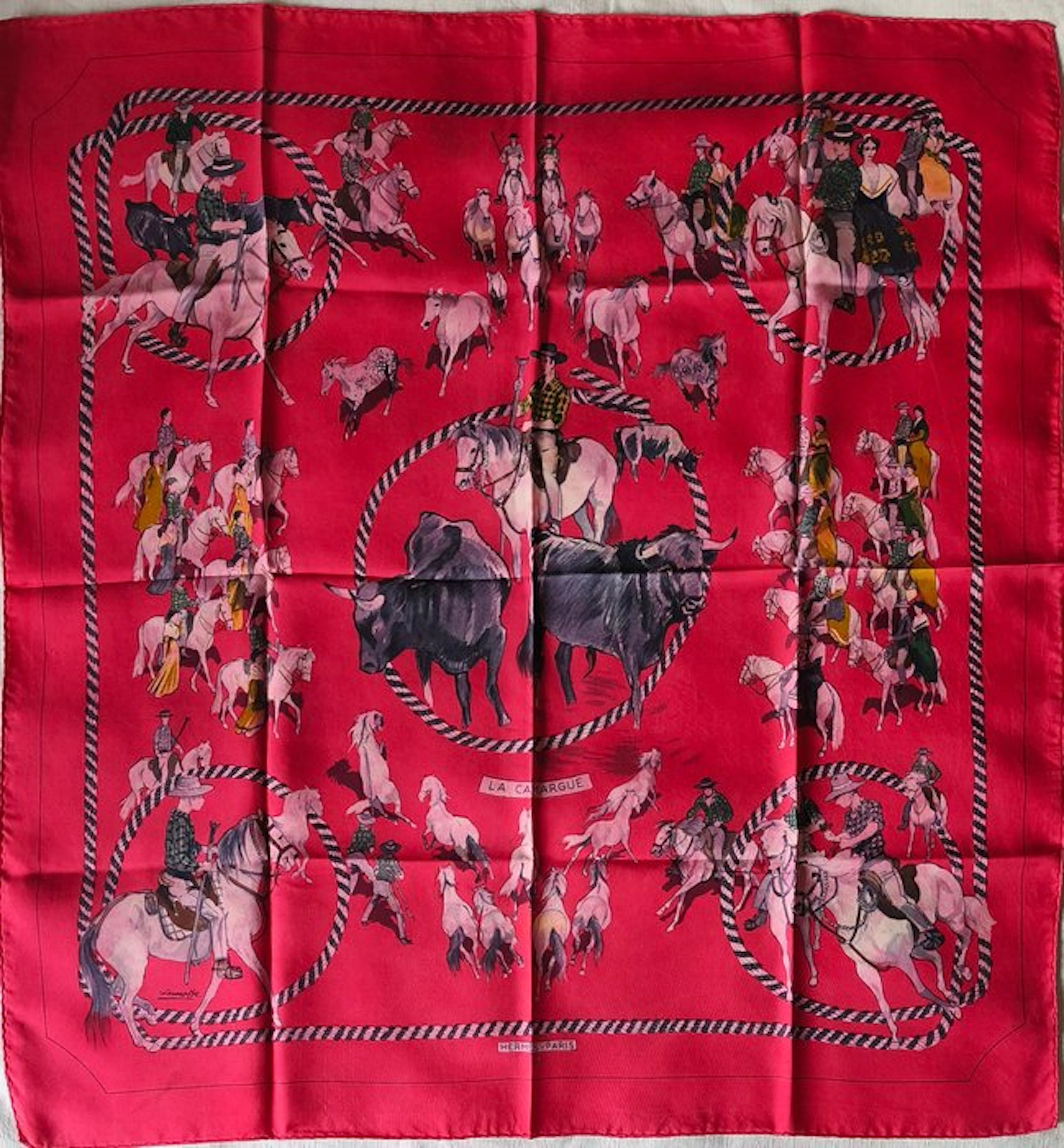 Hermès - LA CAMARGUE by Lamotte. 1961 - Foulard