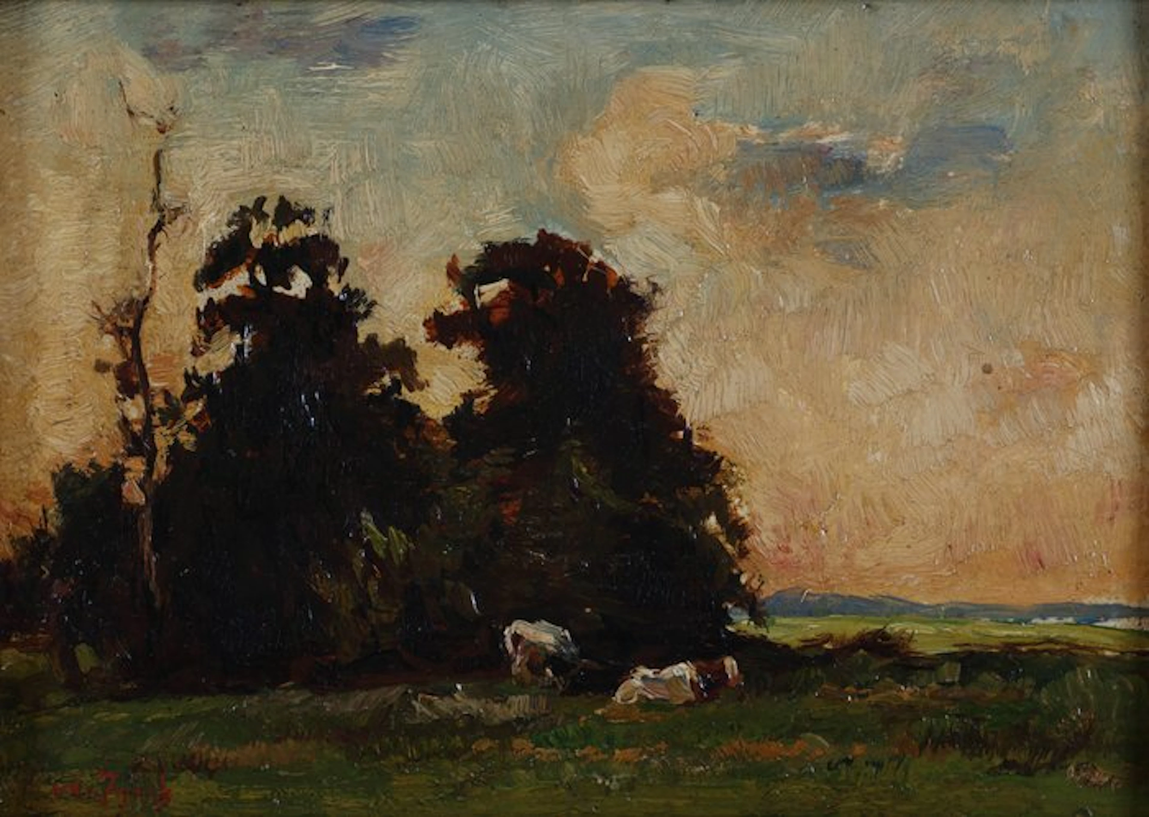 Willem de Zwart (1862-1931) - Landschap met koeien