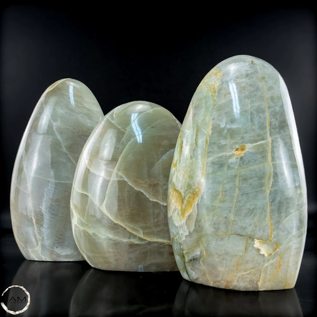 Grüner Mondstein Freiform-Set – Zeitlose Eleganz in...