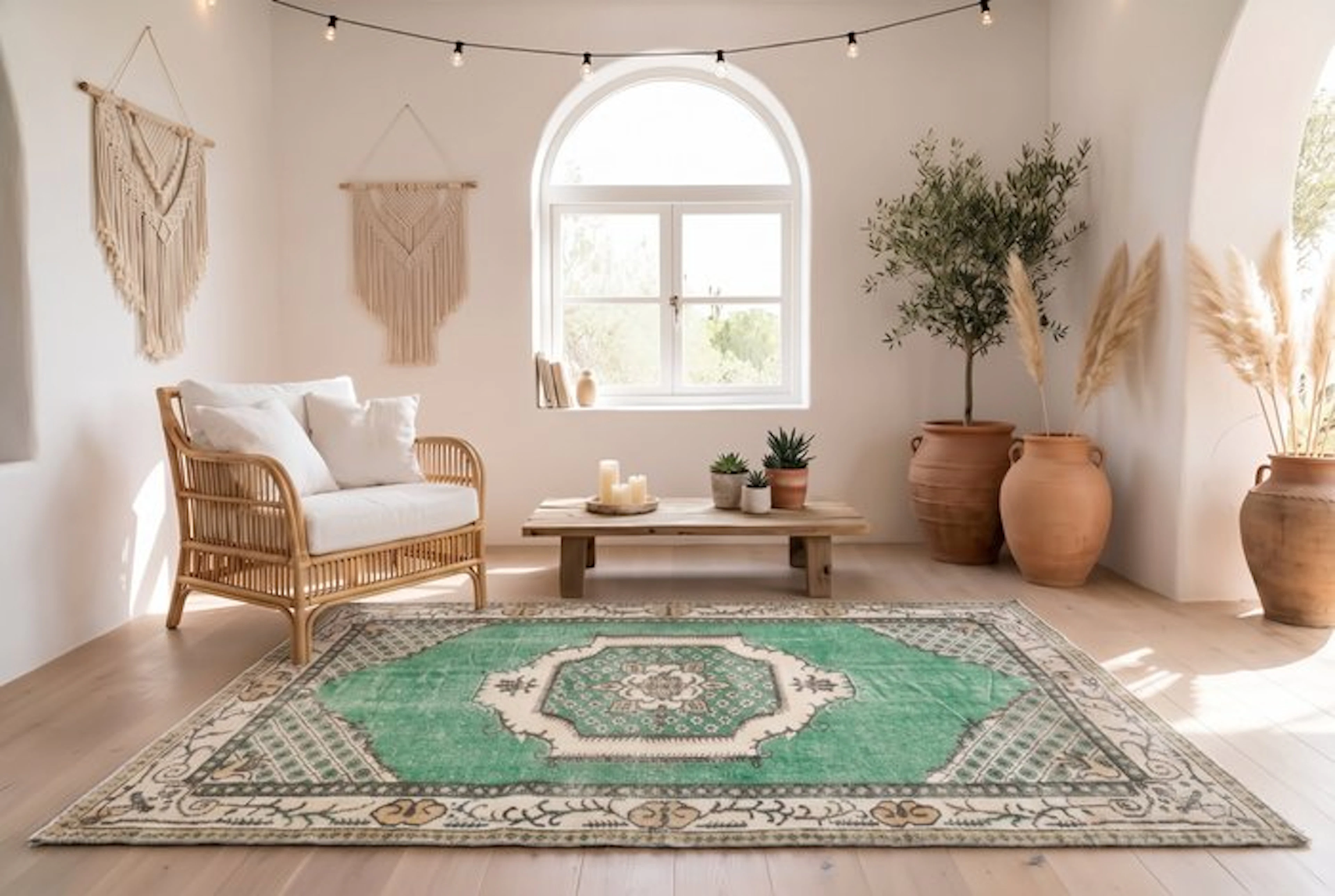 Green vintage - Rug - 205 cm - 110 cm - √ Handmade √ Certificate