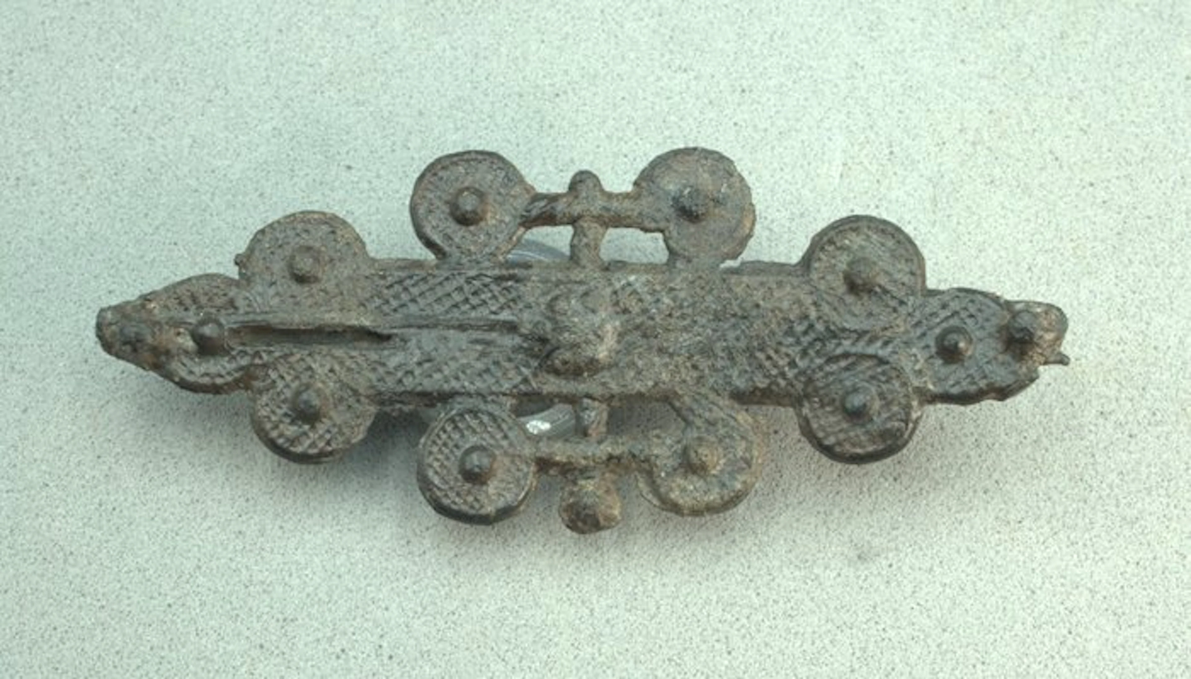 Medieval pewter cloak clasp - 71 mm