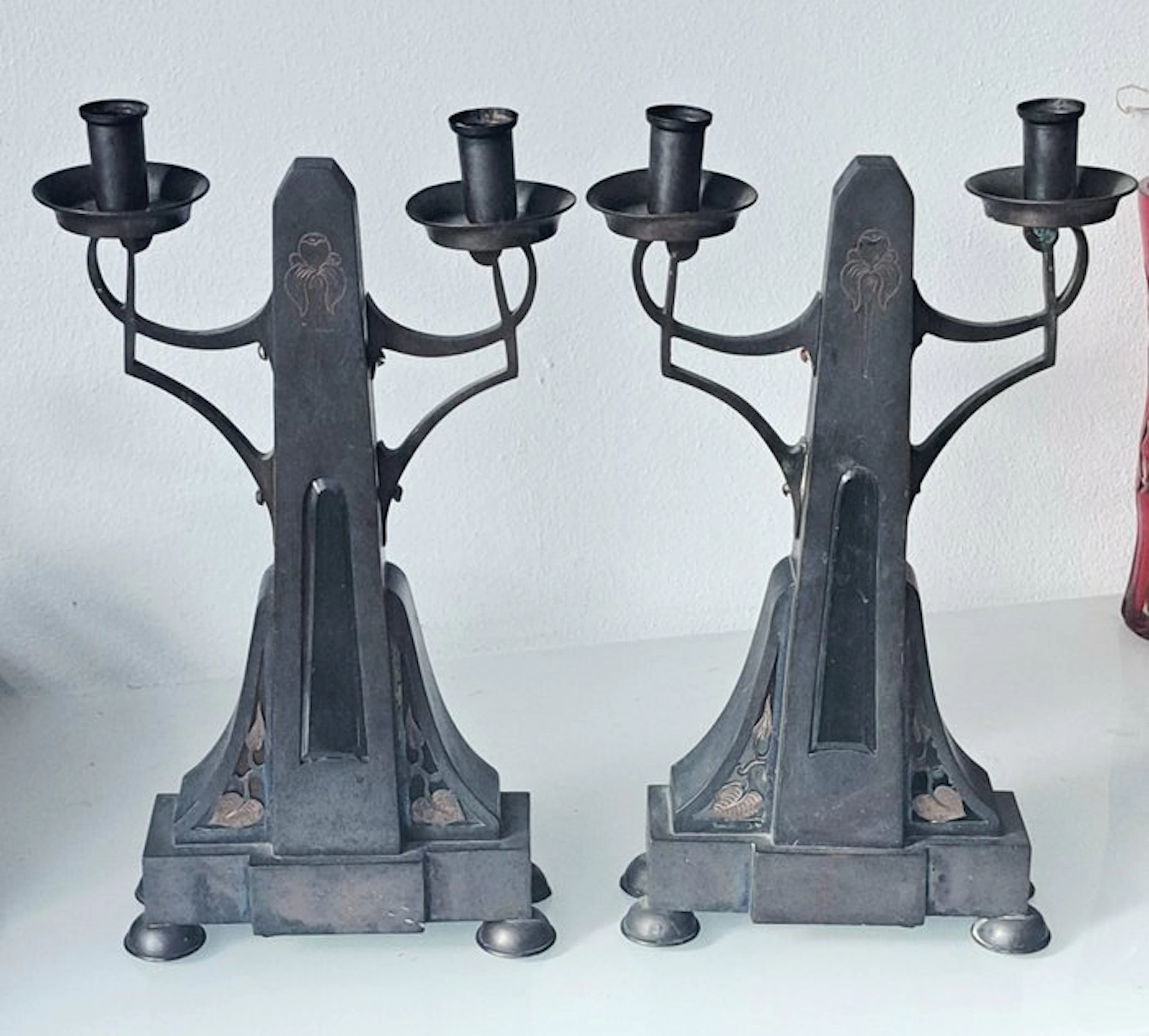 Candleholder (2) - Bronze, Brass