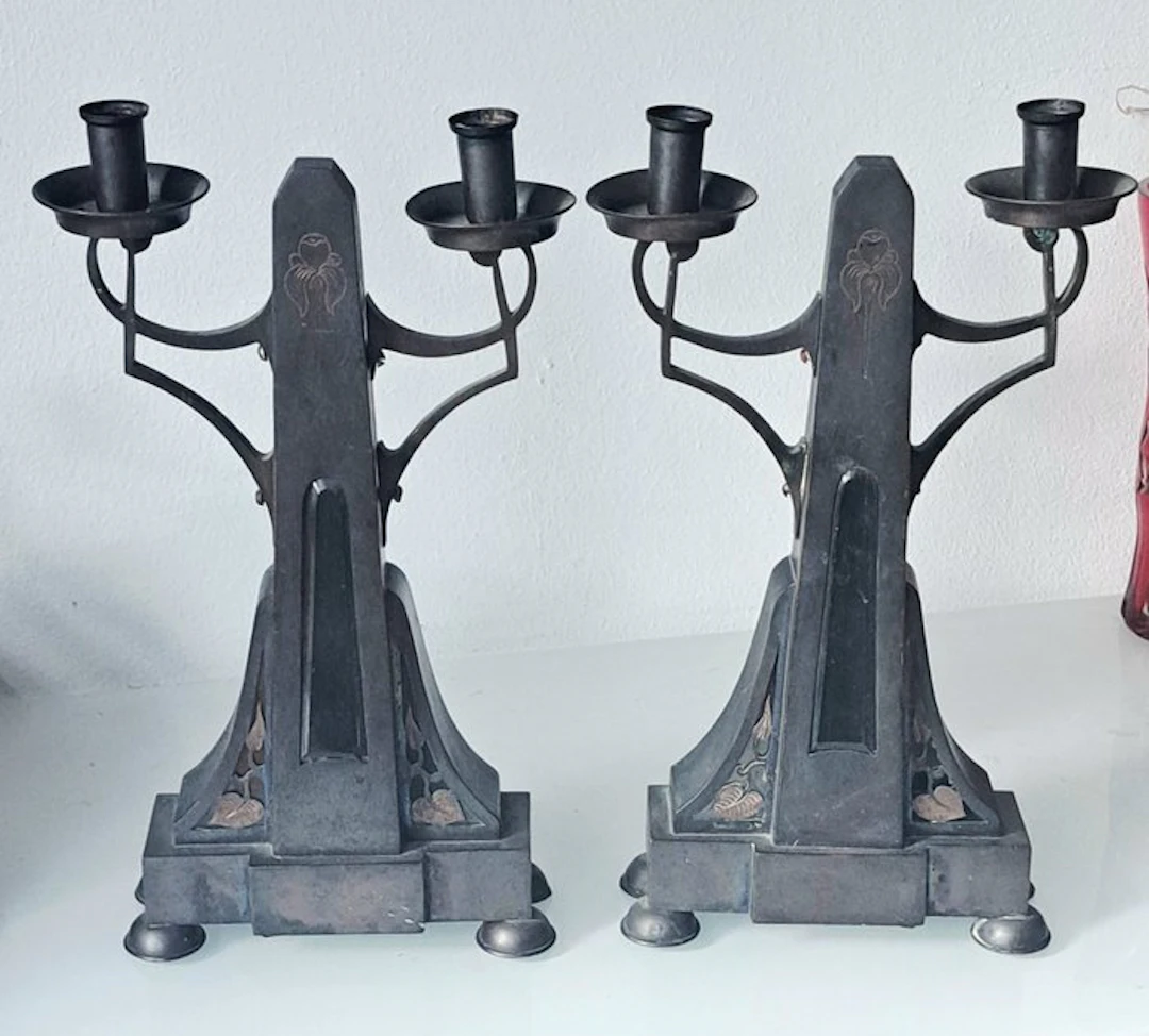 Candleholder (2) - Bronze, Brass