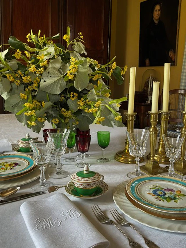 6 Early XXth Century damask linen napkins with M.C.initials