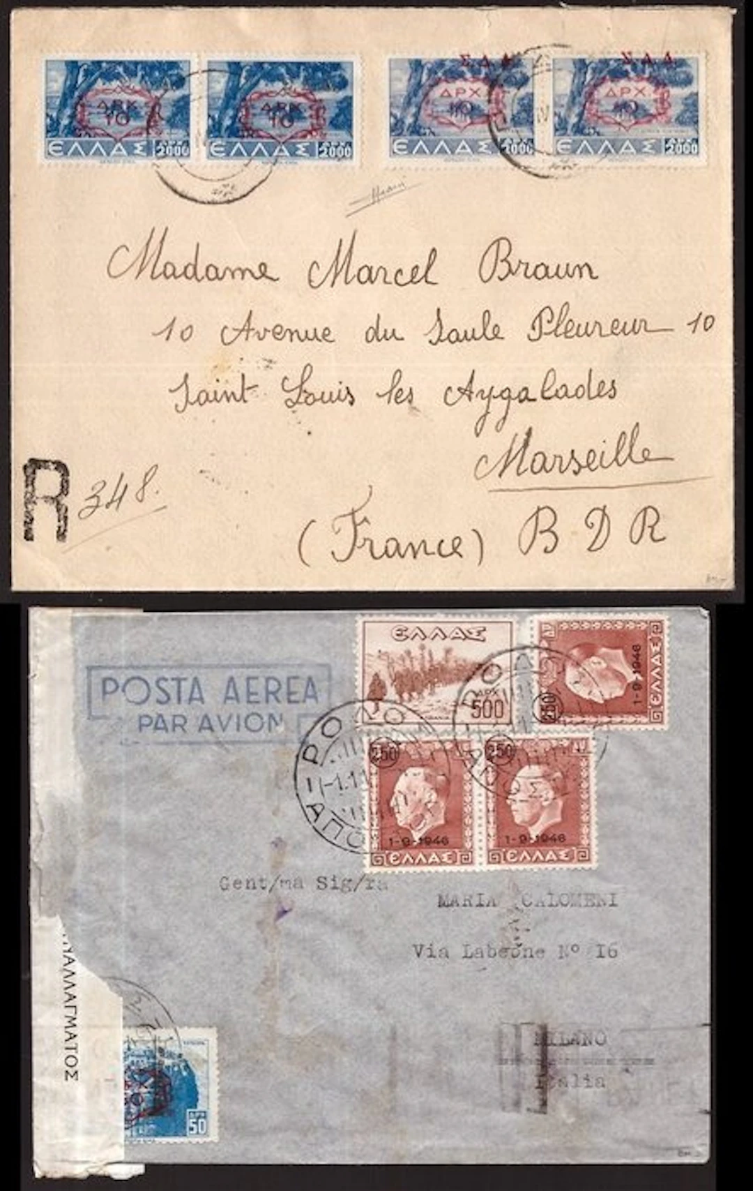 Italian Aegean Islands - Rodi 1947 - two envelopes from...
