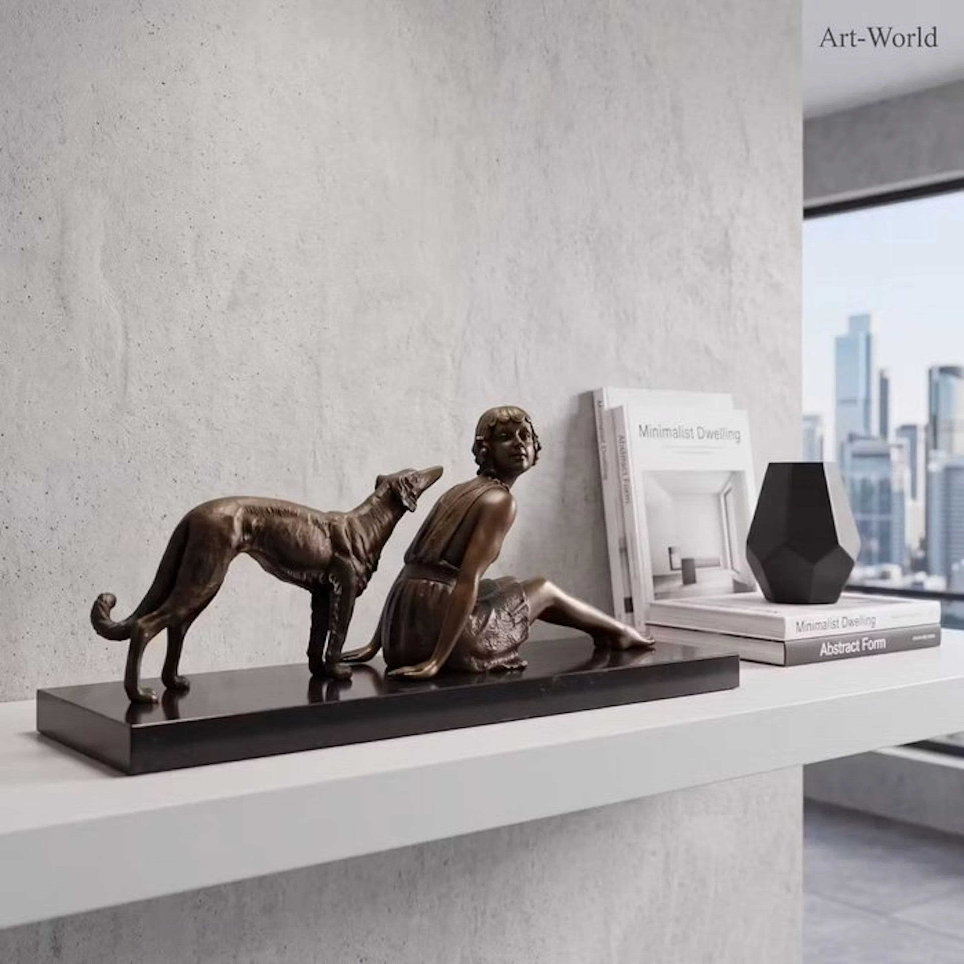 Statue, Exclusief bronzen sculptuur (29 cm) van vrouw met...
