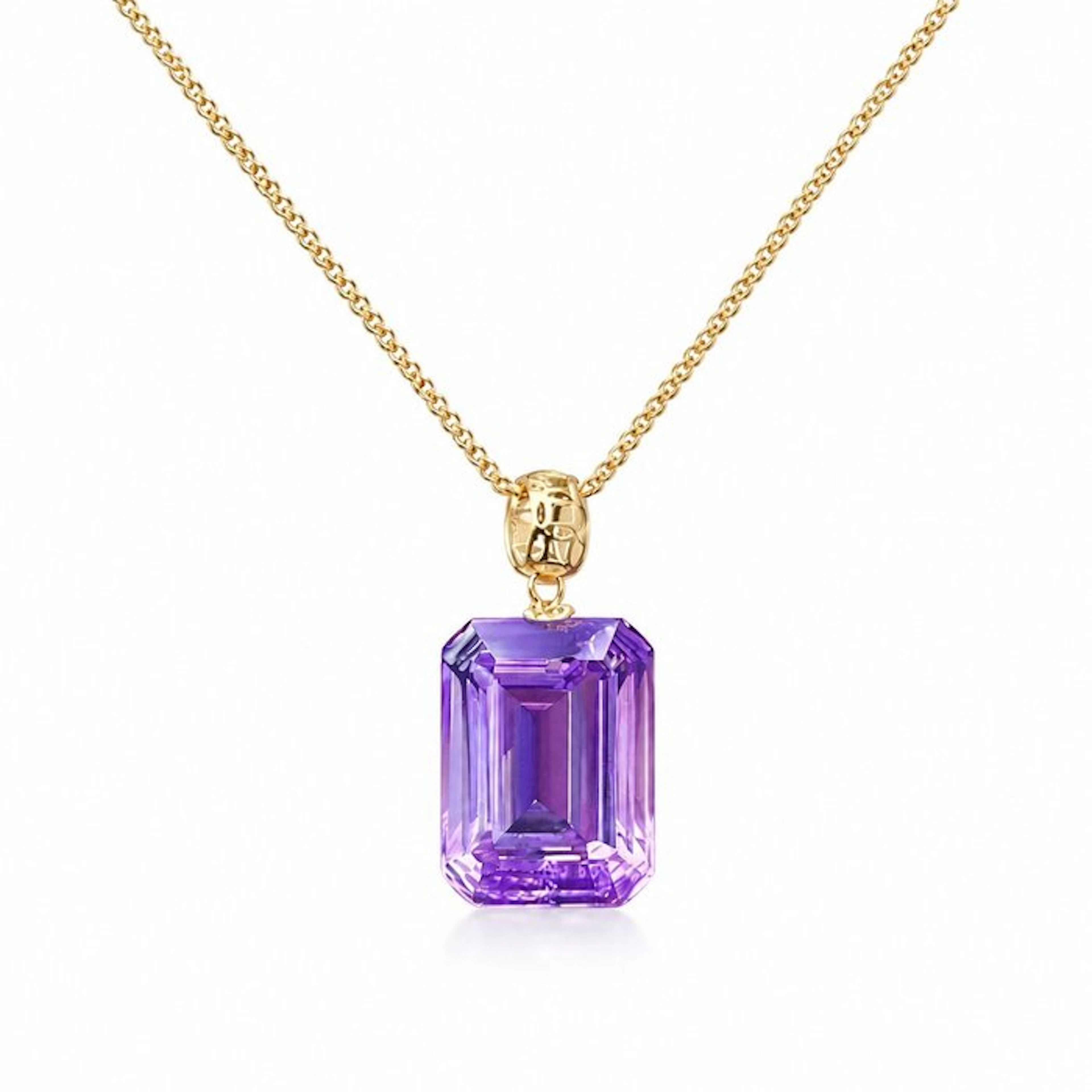 No reserve price - Necklace - 18 kt. Yellow gold Amethyst