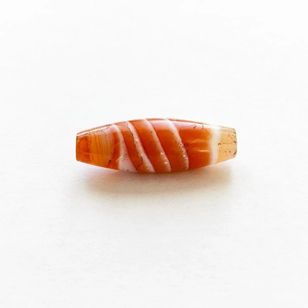 Silk Road,Central Asian Natural Banded Agate Striped Bead Talisman - 29 mm